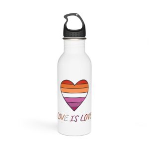 Colorful Heart Shape Lesbian Pride Flag Happy Pride Day Lgbtqia Community Pride Month Vector Hand Drawn Doodle Posters Stickers Logo Cards(1) Stainless Steel Water Bottle