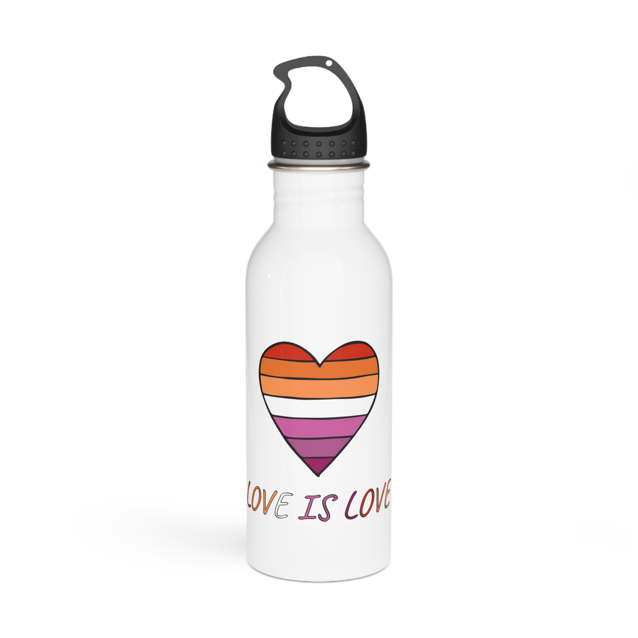 Colorful Heart Shape Lesbian Pride Flag Happy Pride Day Lgbtqia Community Pride Month Vector Hand Drawn Doodle Posters Stickers Logo Cards(1) Stainless Steel Water Bottle