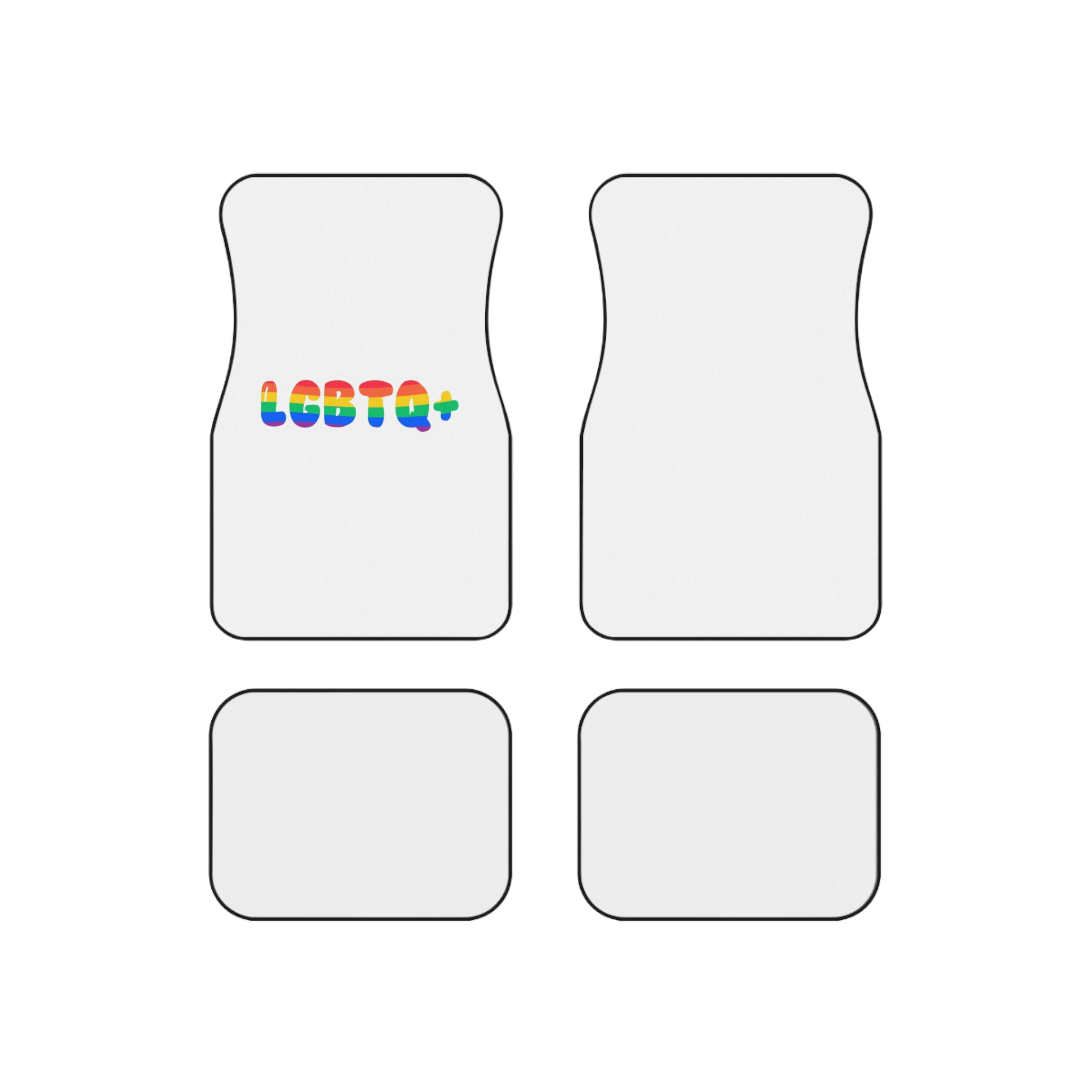 Pride Rainbow Lettering Text Writing Pattern Freedom Love Heart Homo Colors Flag Parade Lgbtq Flag W Car Mats Set Of 4