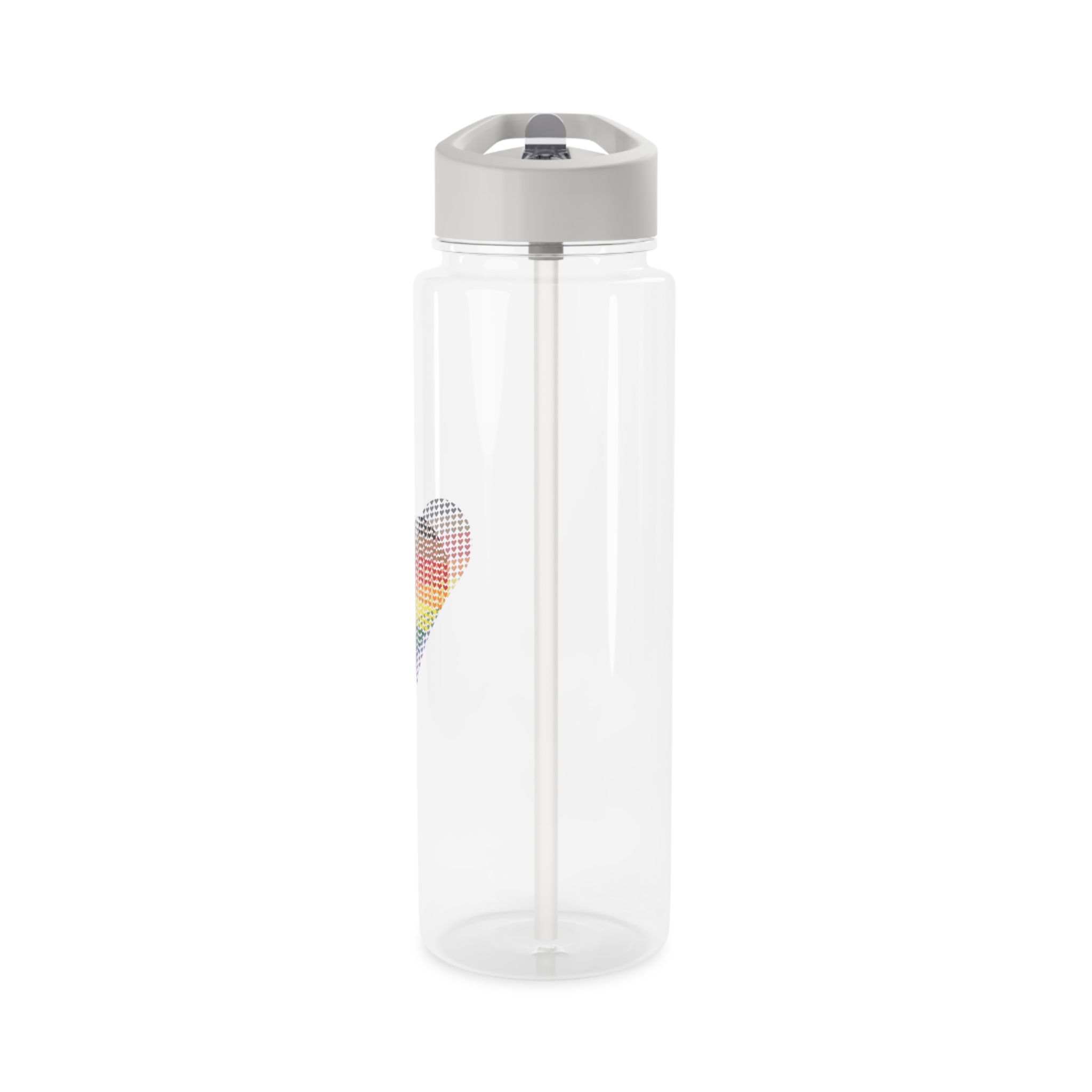 Pride Flag Heart Shape Icon With Heart Pattern Inside Heart Symbol With Black Brown Stripes Tritan Water Bottle - Image 7