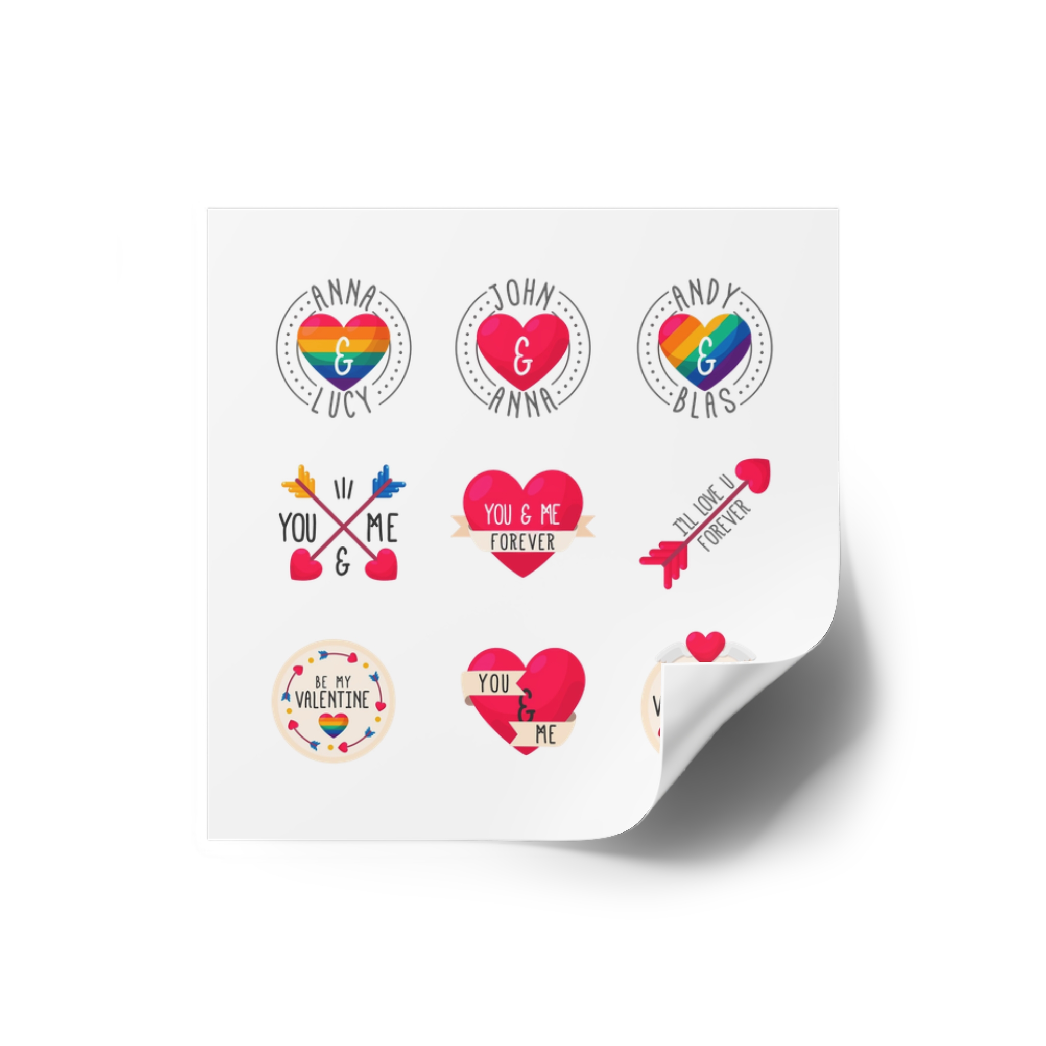 Lgbt Valentine S Day Label Collection Laminate Stickers Square - Image 14