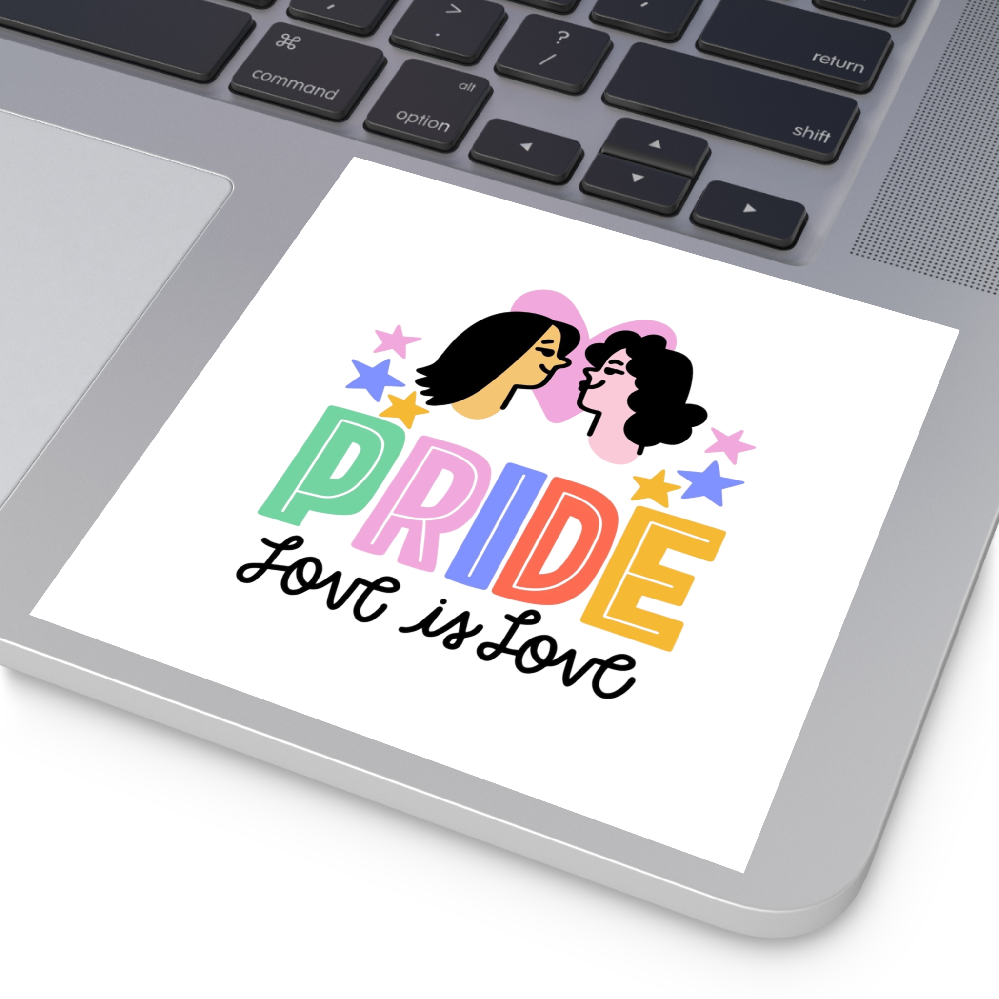Pride Day Lettering With Lesbian Couple Laminate Stickers Square - Image 35