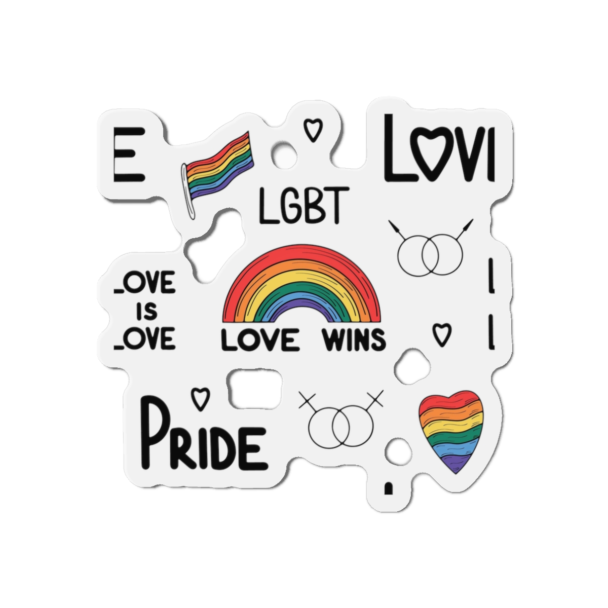 Lgbtq Pride Seamless Illustration Rainbow Hearts Love Symbols Die Cut Magnets - Image 4