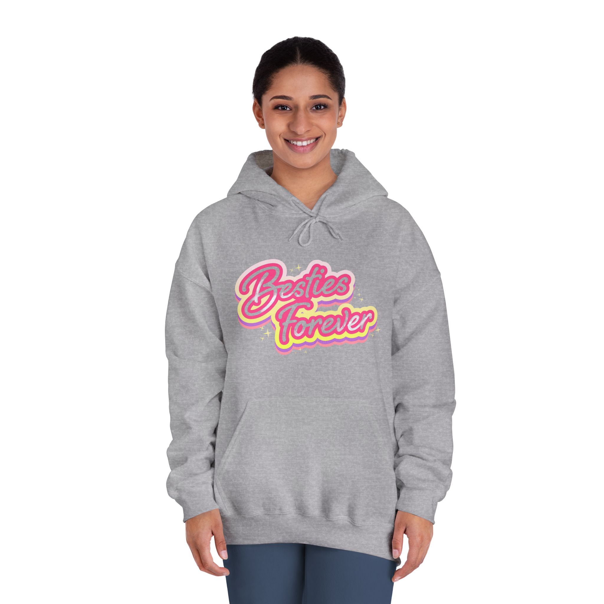 Pink Besties Forever Lettering Logo Unisex Dryblend Hooded Sweatshirt - Image 16
