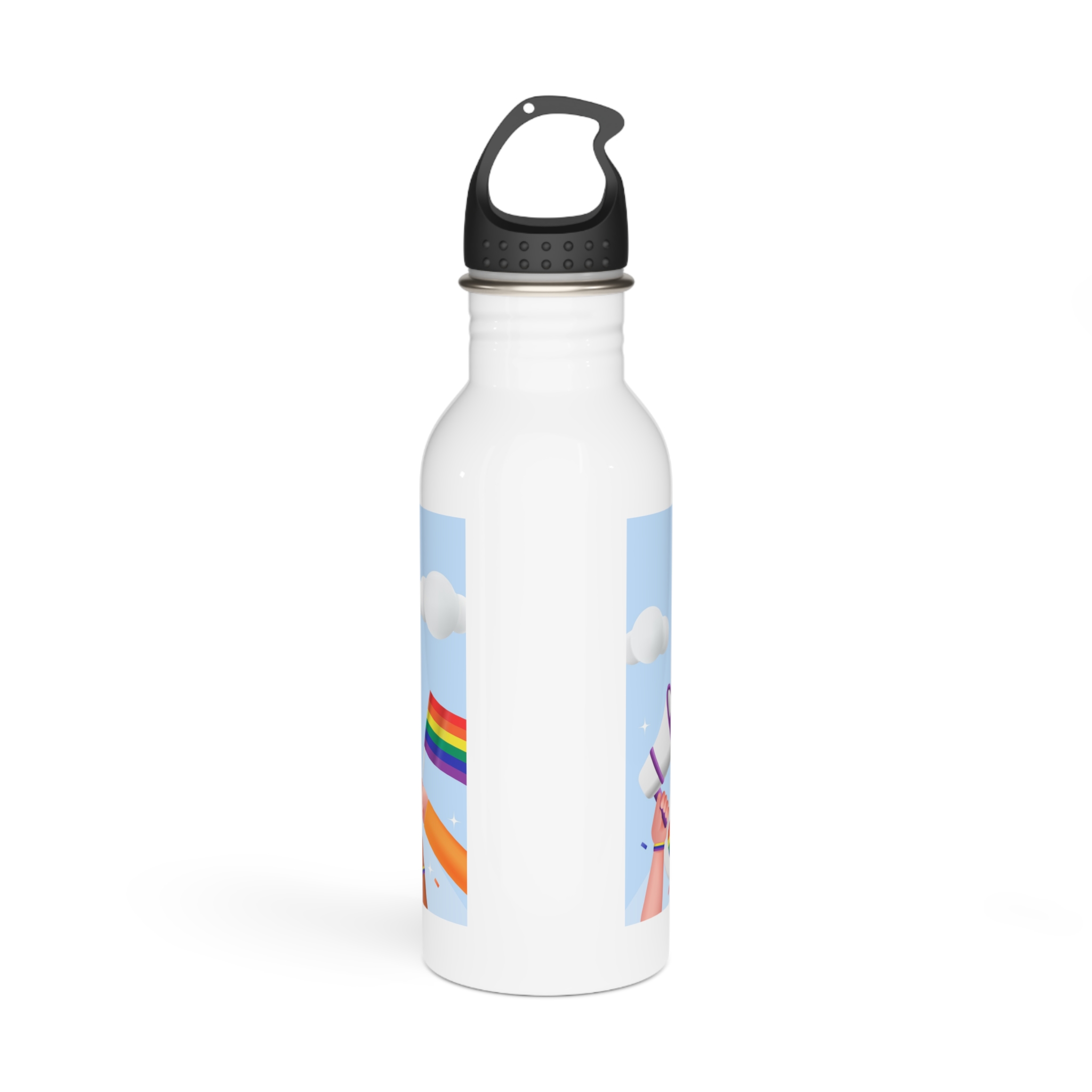 Realistic Background Pride Month Celebration Stainless Steel Water Bottle - Image 3