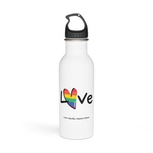 Love Letter Pride Rainbow Lettering Text Writing Pattern Freedom Love Heart Homo Colors Flag Parade(1) (1) Stainless Steel Water Bottle