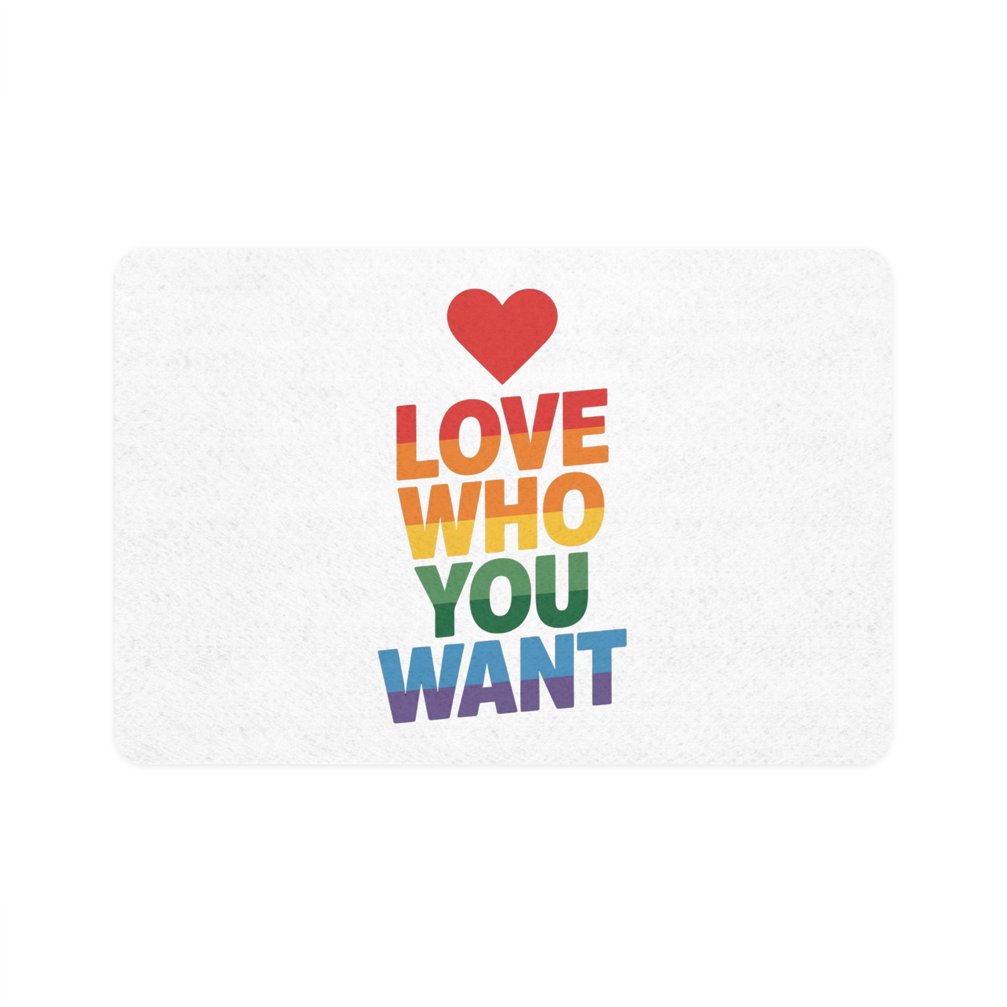 Rainbowcolored Text With Heart Symbol Saying Love Who You Want Pet Food Mat 12x18