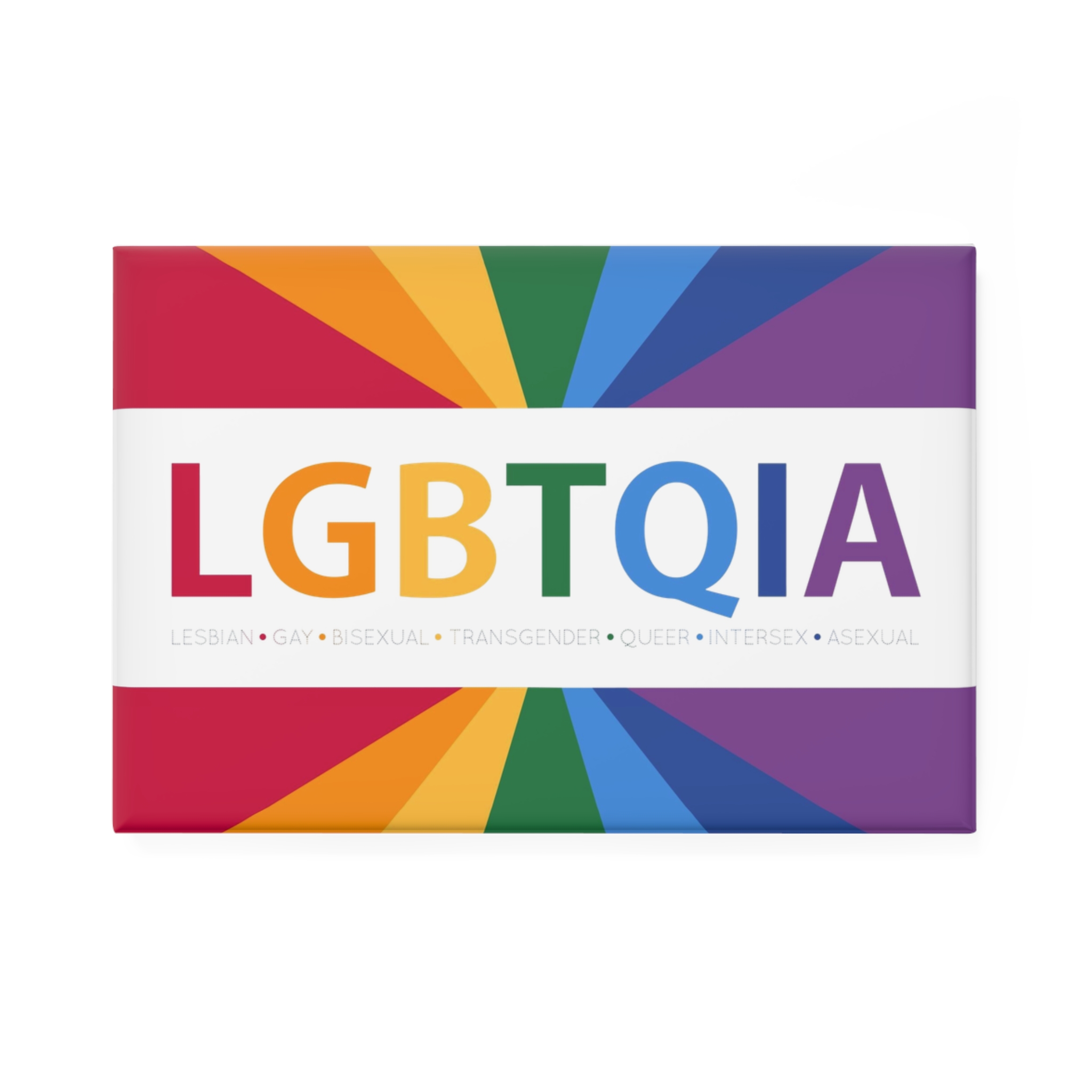 Lgbtqia Text Banner With Rainbow Background Lgbtqia Typography With Lgbt Gay Pride Flag Colours Button Magnet Rectangle 1 And 10 Pcs