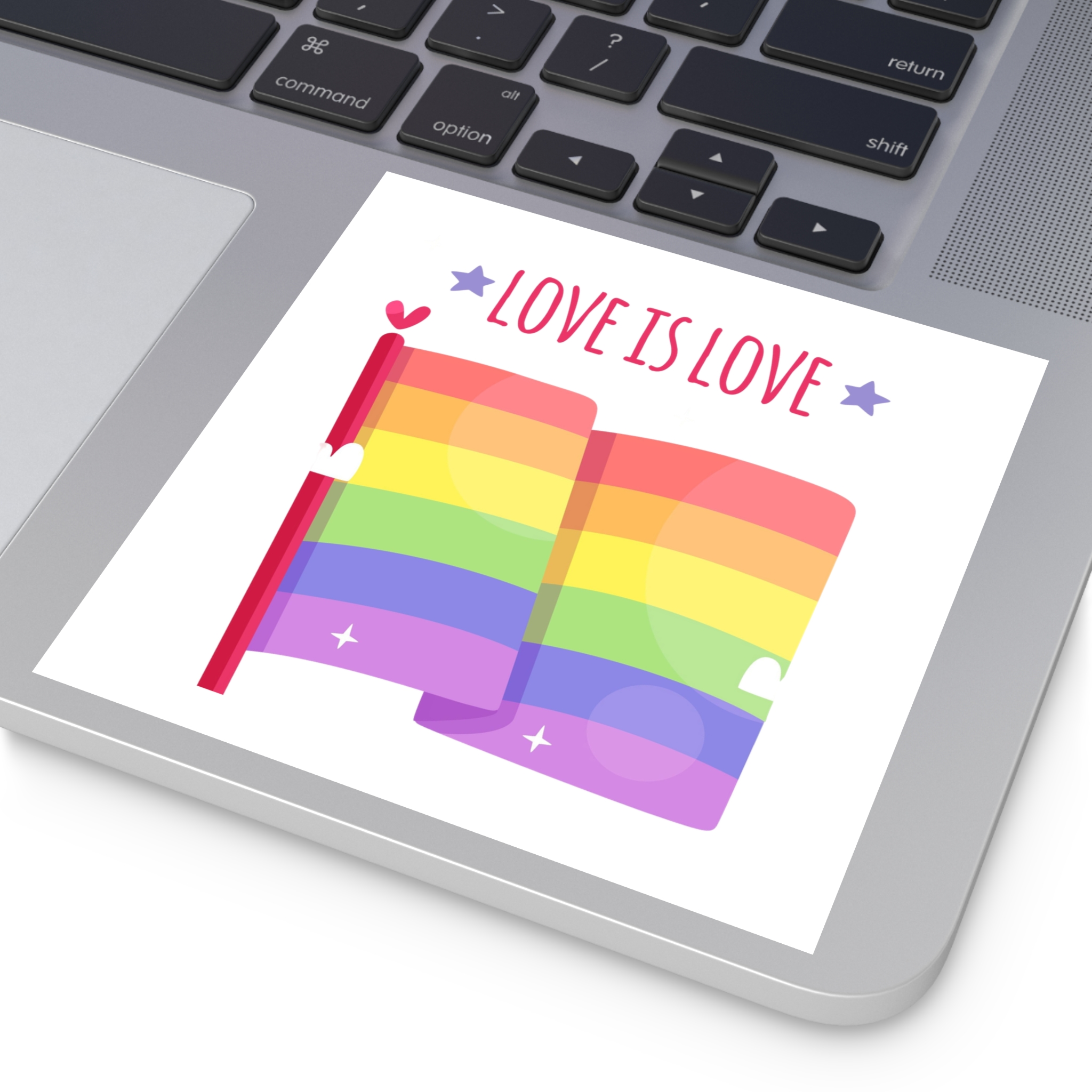 Pride Day Flag With Love Laminate Stickers Square - Image 35