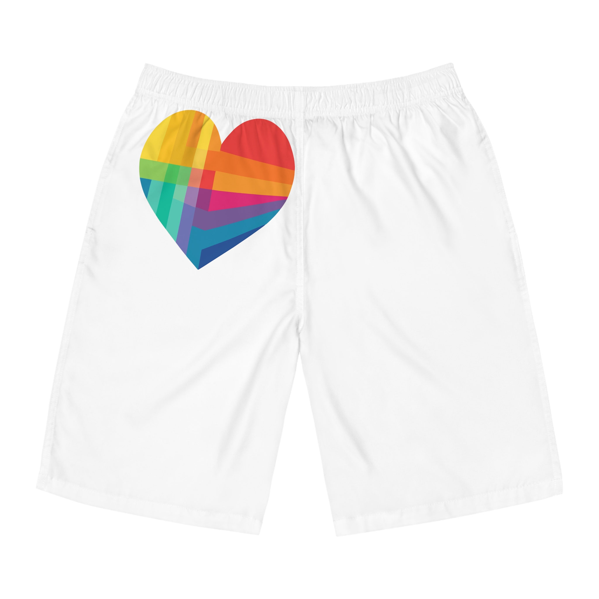 Heart Shape Rainbow Colors Mens Board Shorts Aop