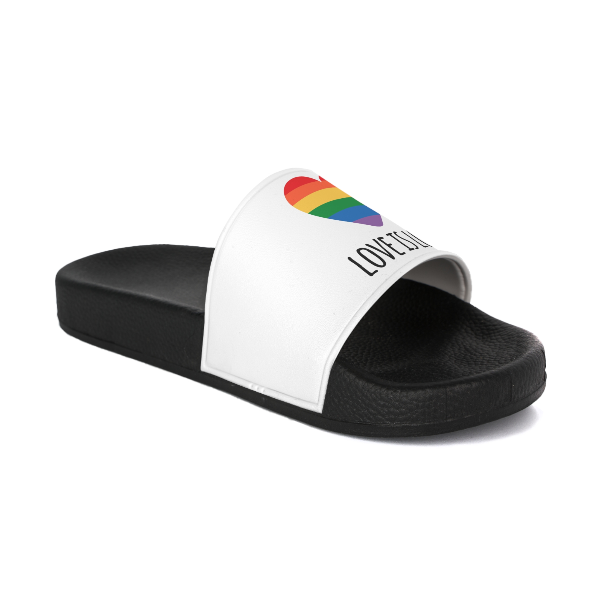 Vector Sketch Lgbt Rainbow Love Is Love Lettering (1) Mens Slide Sandals - Image 2