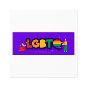 Lgbtq Community Banner Design With Illustration Gay Couple Laminate Stickers Square