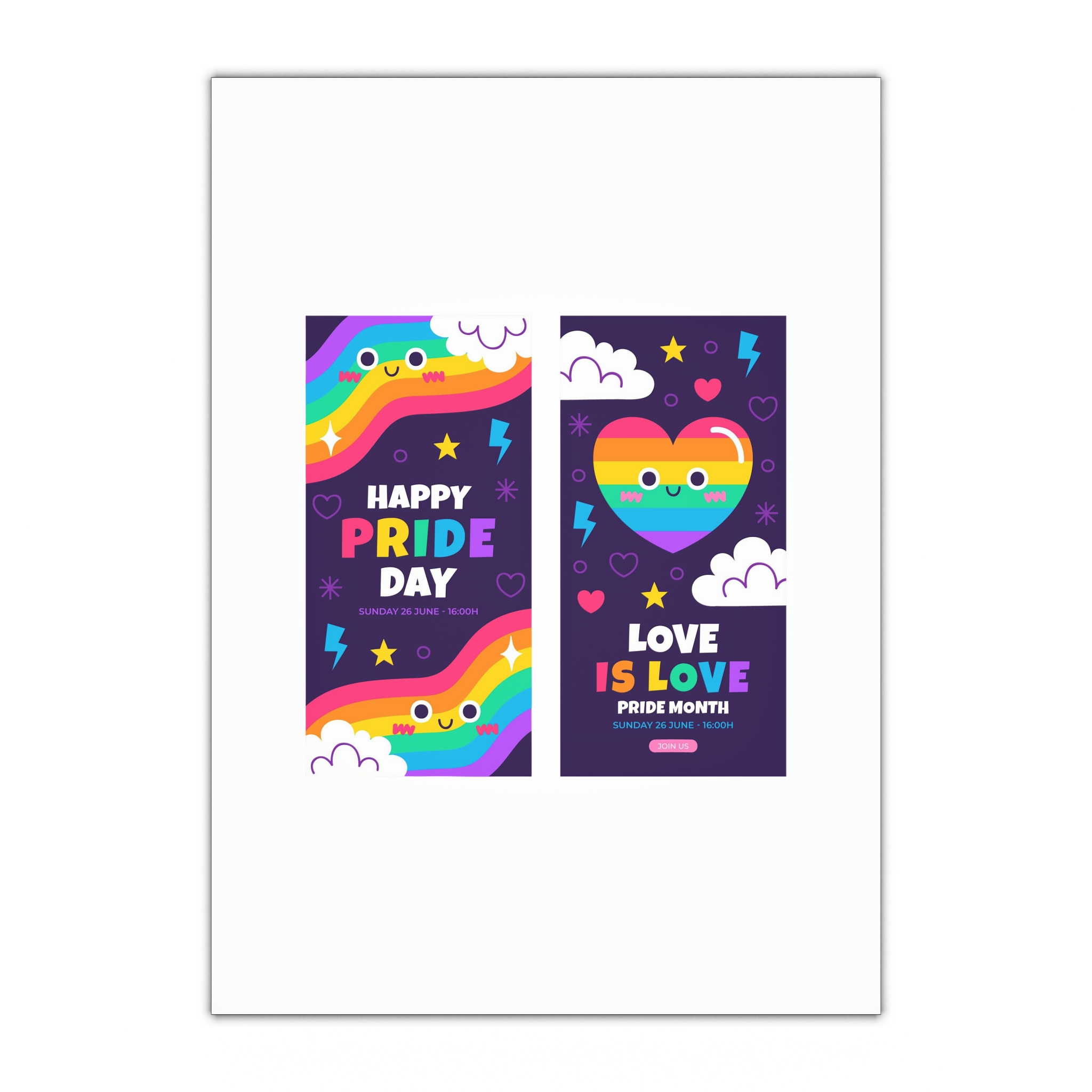 Flat Pride Month Vertical Banners Collection Gift Wrapping Paper Sheets 1pc