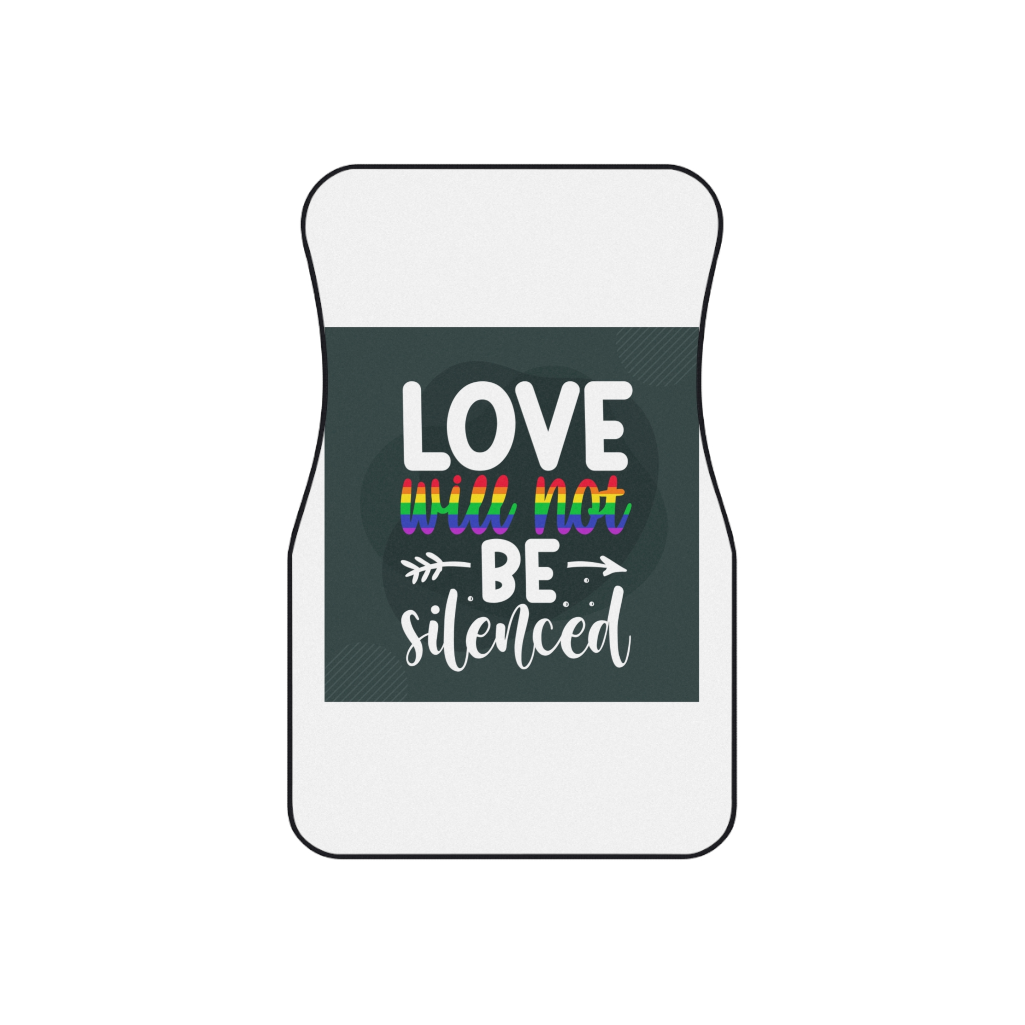 Love Will Be Silenced Premium Gay Pride Lettering Vector Design Car Mats Set Of 4 - Image 2