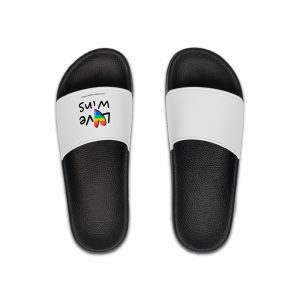 Love Letter Pride Rainbow Lettering Text Writing Pattern Freedom Love Heart Homo Colors Flag Parade(2) (1) Mens Slide Sandals