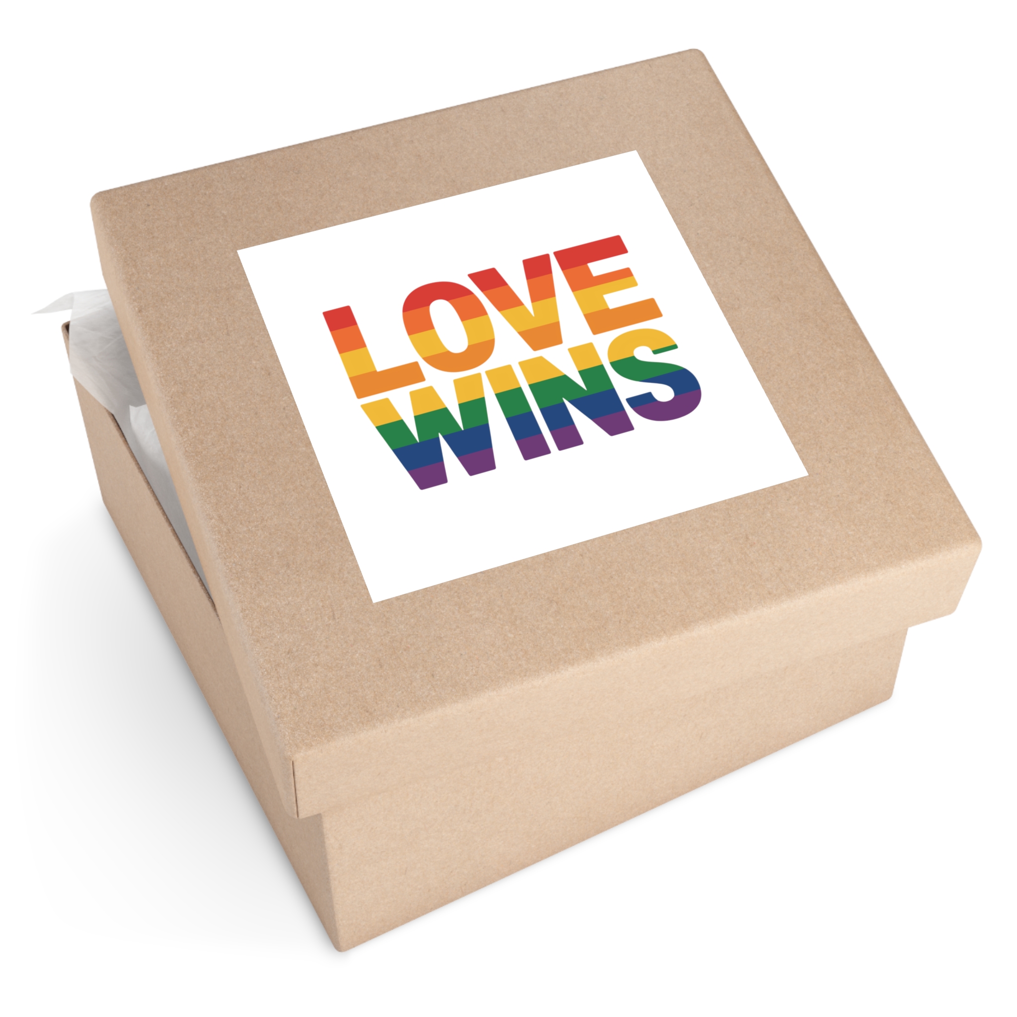 Love Wins Rainbow Pride Message Laminate Stickers Square - Image 51