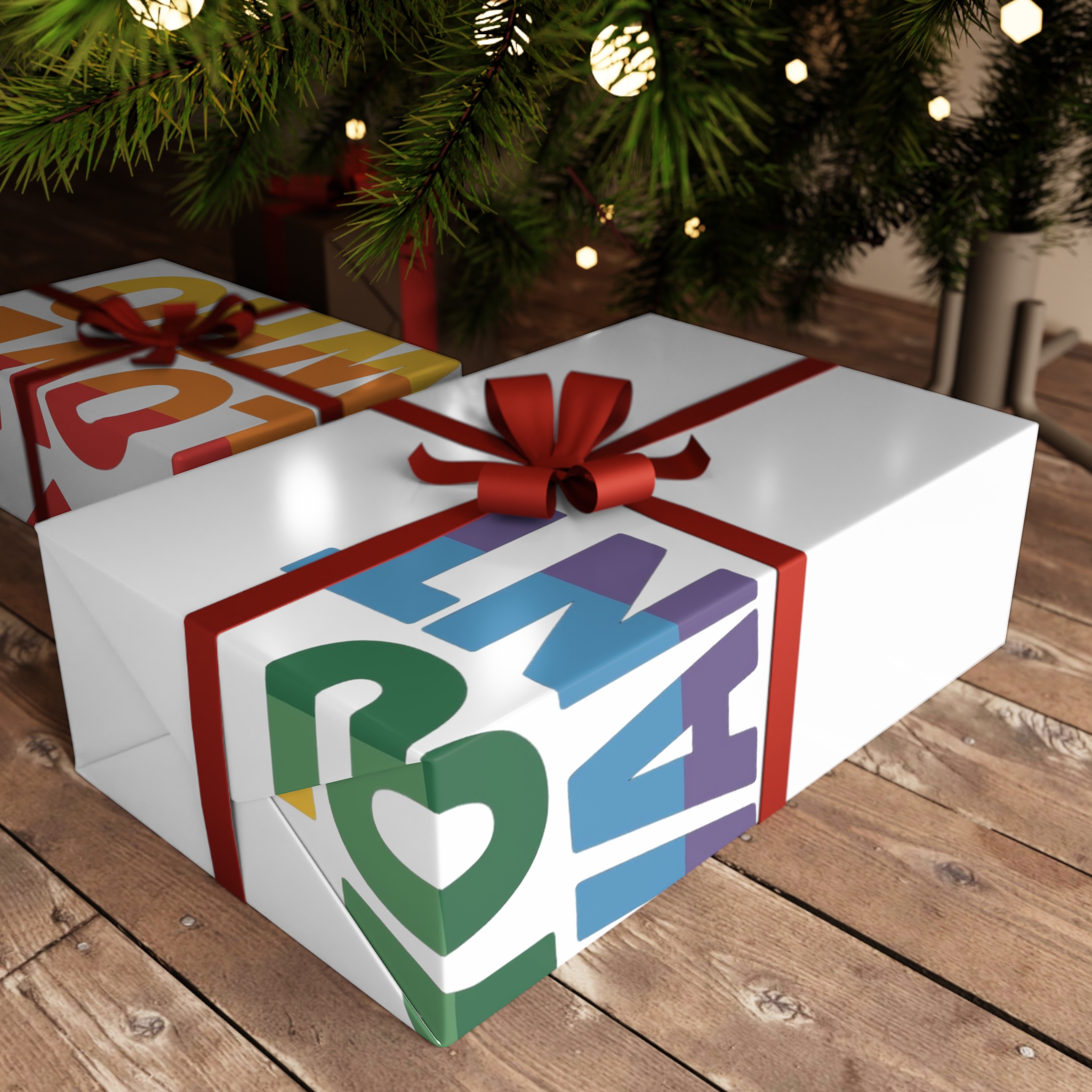 Rainbowcolored Text With Heart Symbol Saying Love Who You Want Gift Wrapping Paper Sheets 1pc - Image 3