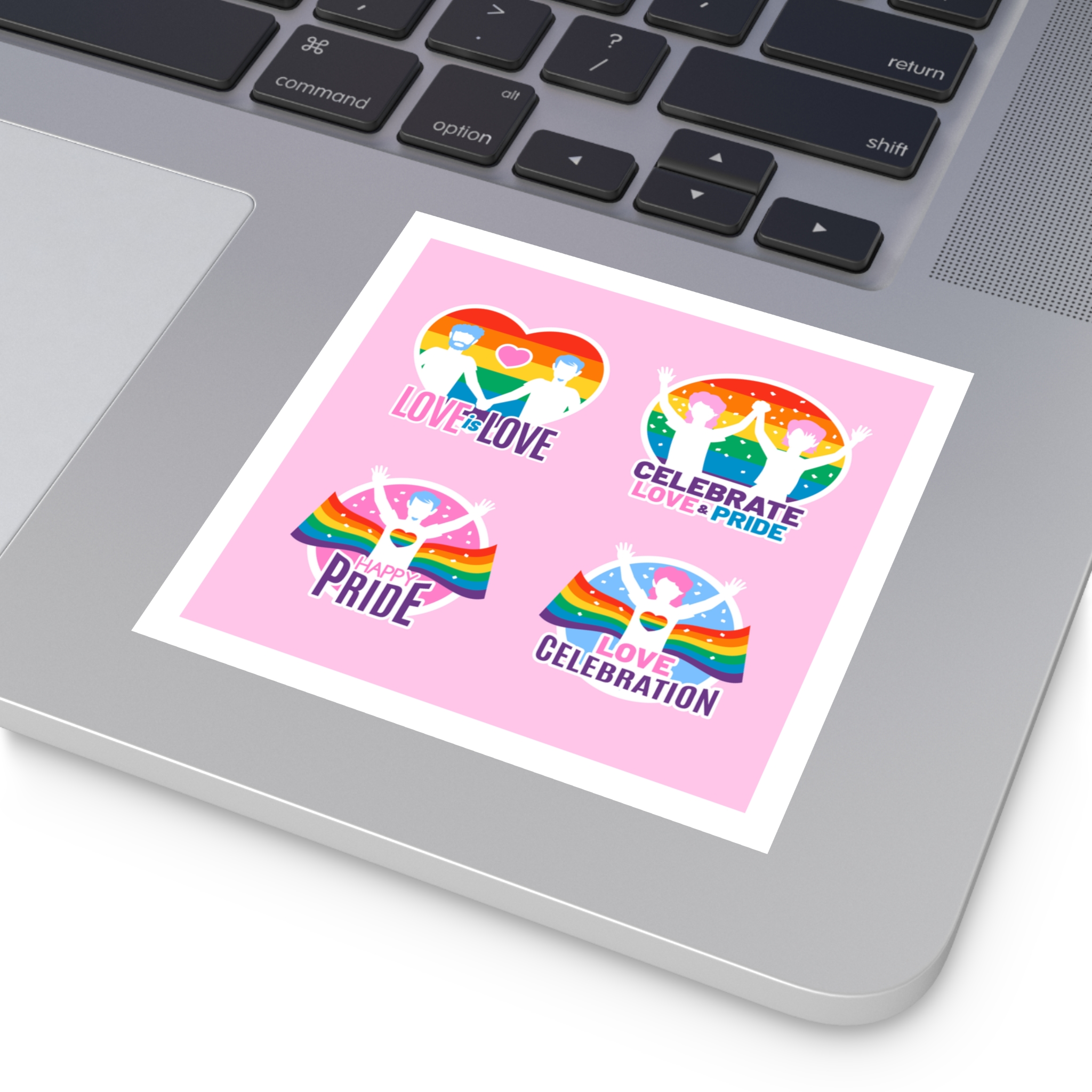Pride Day Neon Badges Laminate Stickers Square - Image 19