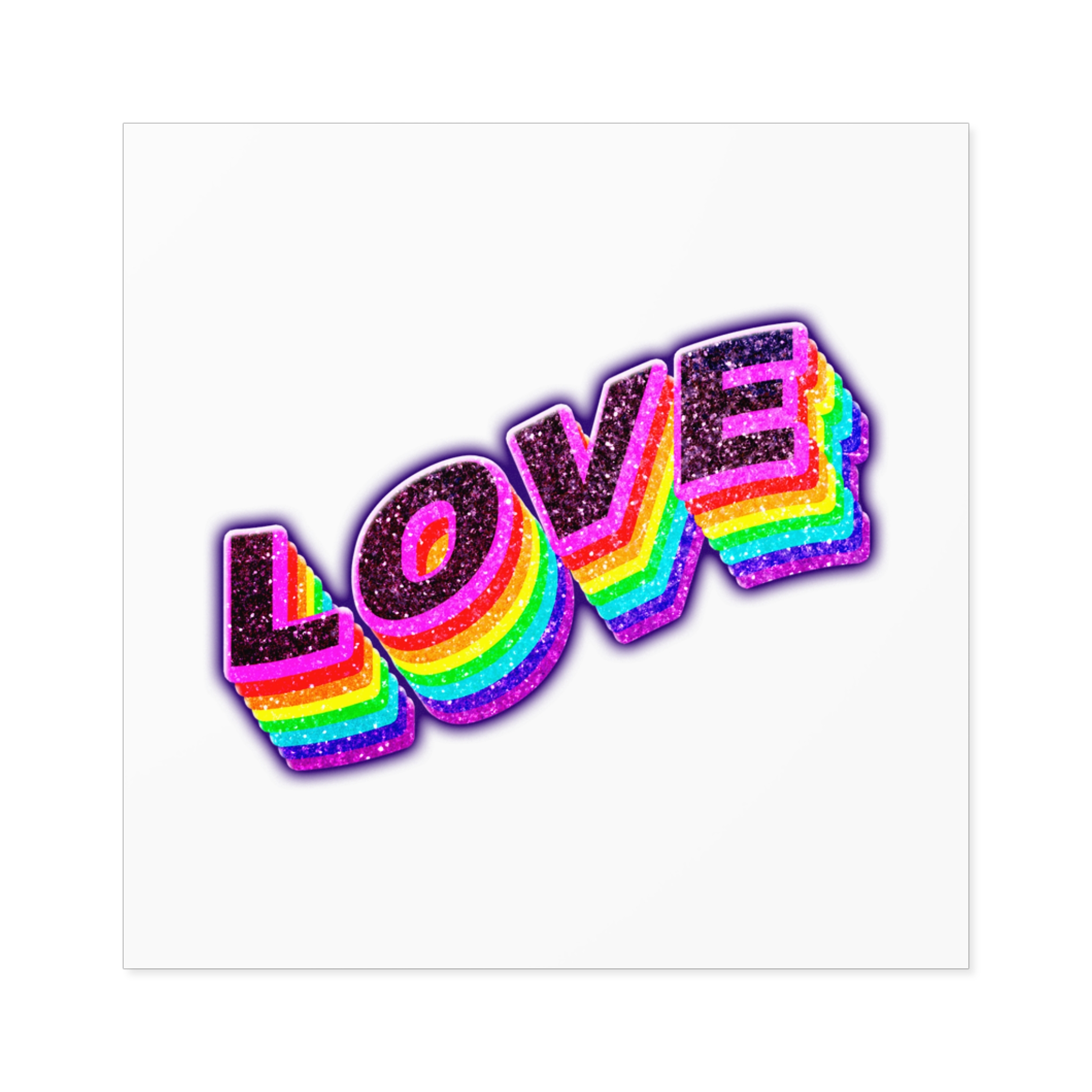 Love Png Word Rainbow Typography Laminate Stickers Square - Image 17