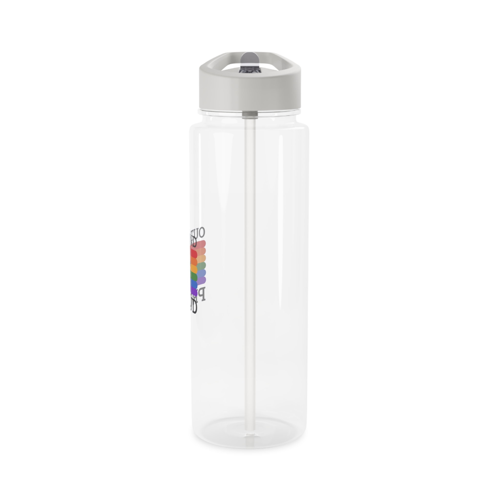 Out Proud Lgbtq Pride Month Quote Book Lover Rainbow Flag Hand Drawn Art White Background Tritan Water Bottle - Image 7