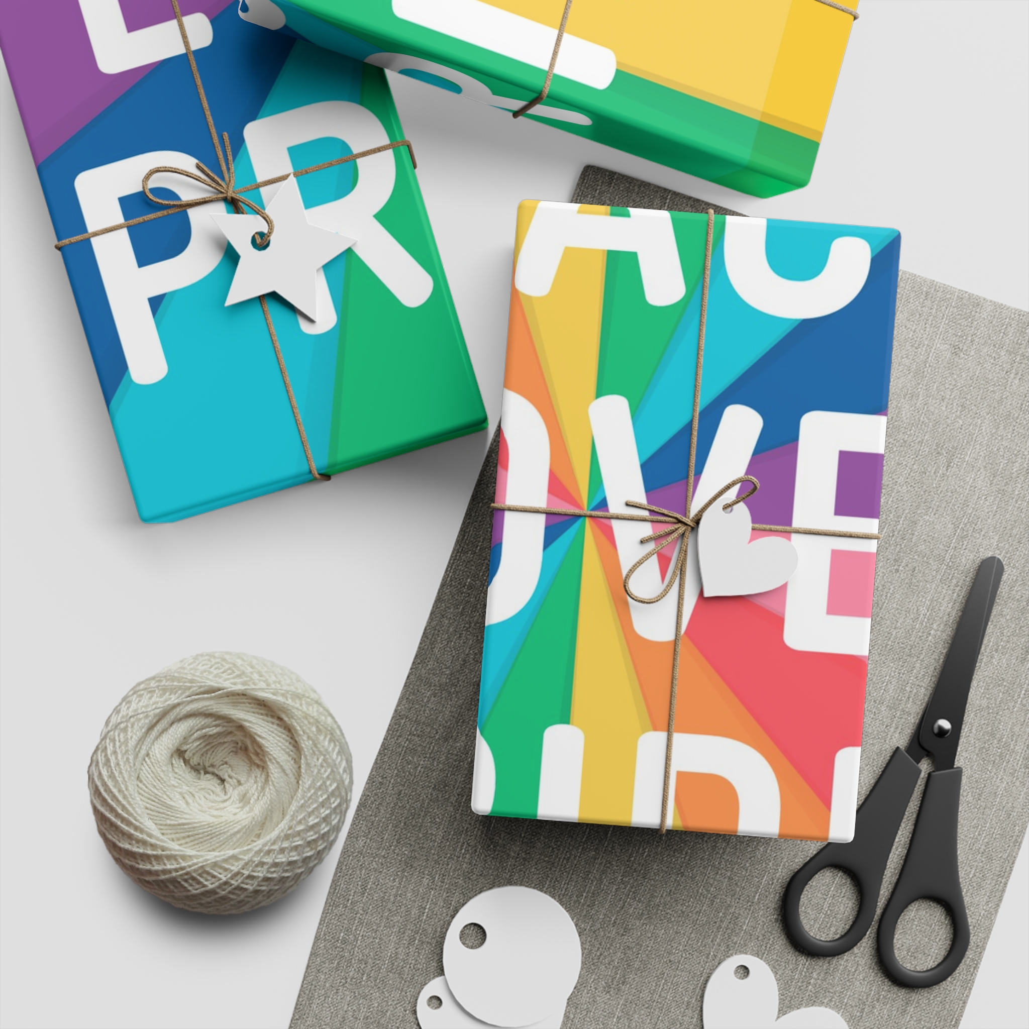 Rainbow Colored Background With Peace Love Pride Concept Pride Month Gift Wrapping Paper Sheets 1pc - Image 5