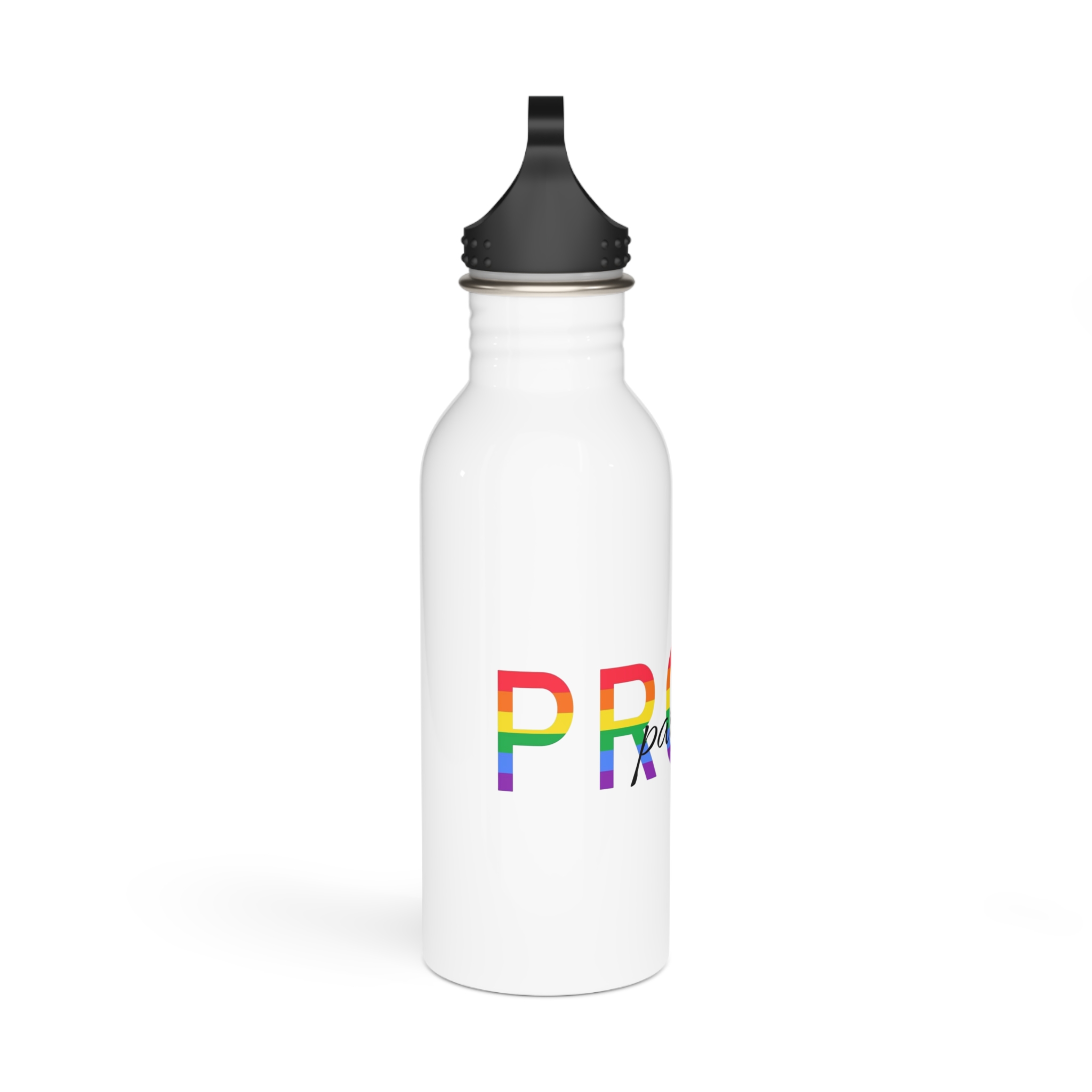 Proud Parent Letering Rainbow Colors Lgbt Flag Lgbt Parents Community Support Stainless Steel Water Bottle - Image 2