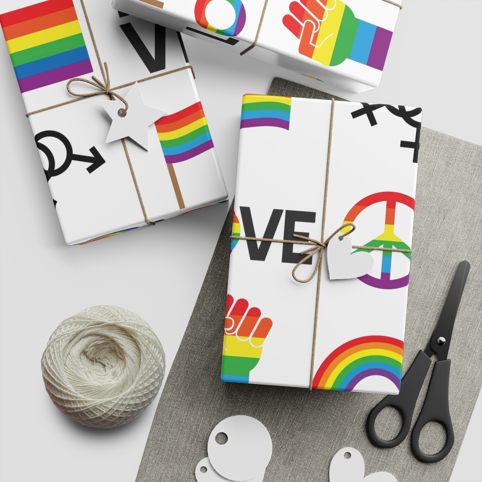Vector Set Lgbt Homosexual Rainbow Flag Gift Wrapping Paper Sheets 1pc - Image 2