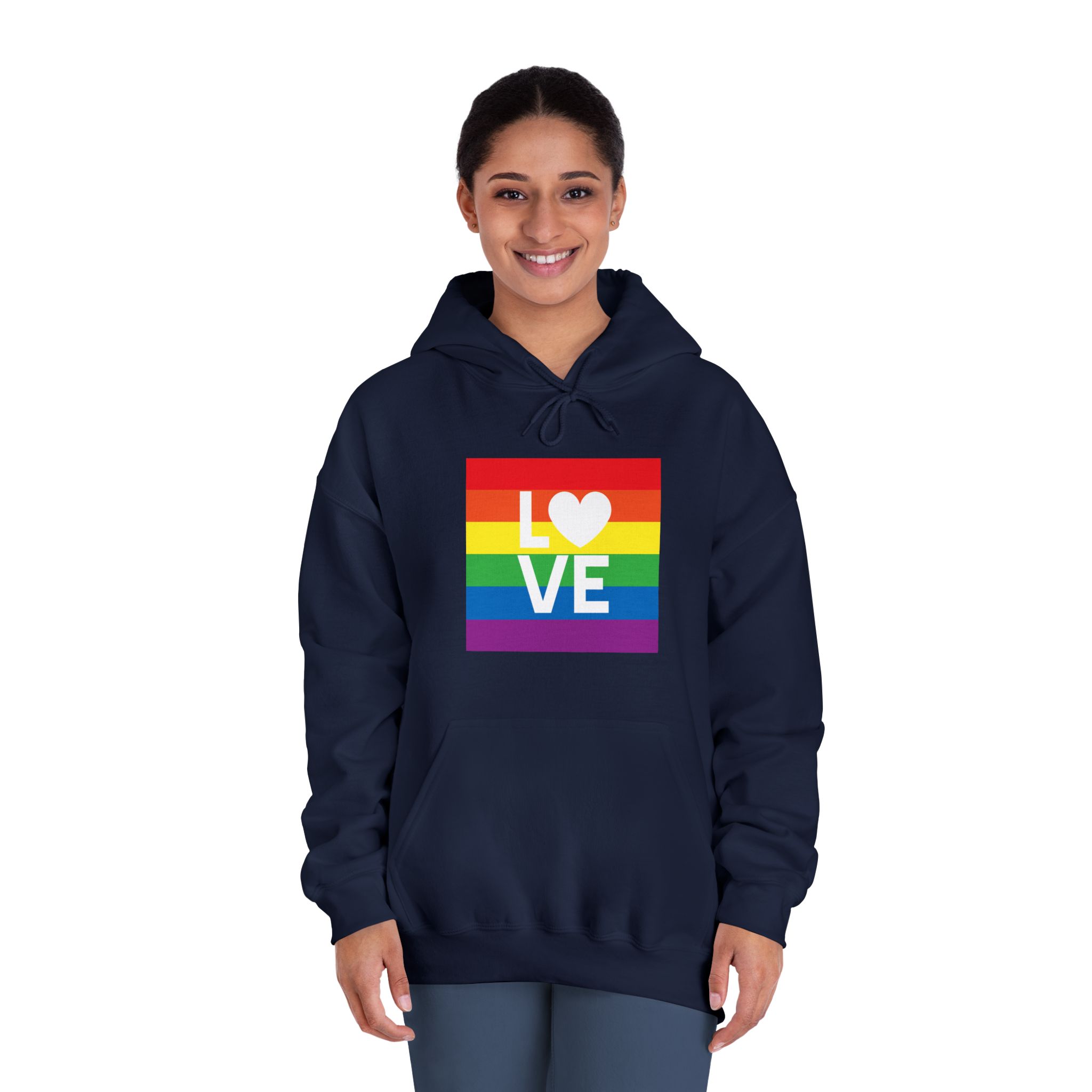 Love Lgbt Heart Squere White Unisex Dryblend Hooded Sweatshirt - Image 32