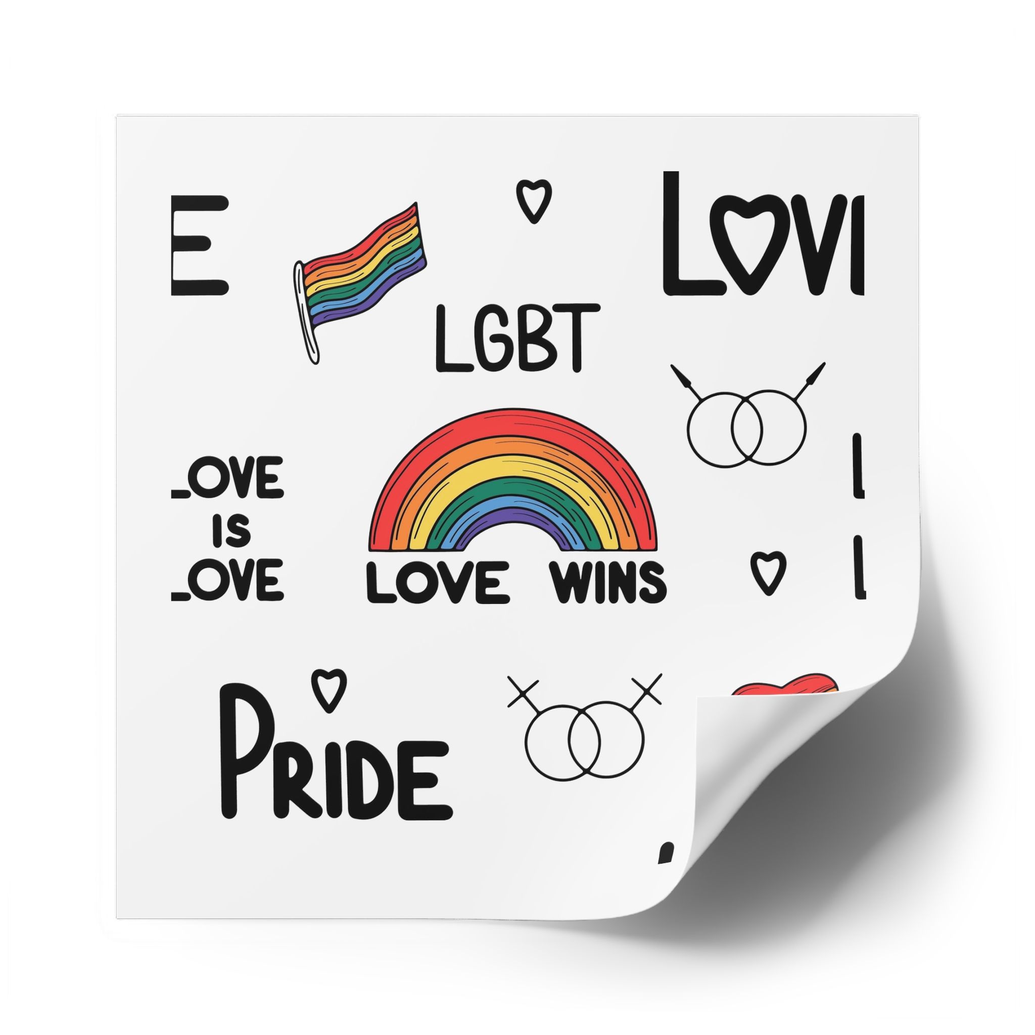 Lgbtq Pride Seamless Illustration Rainbow Hearts Love Symbols Laminate Stickers Square - Image 50