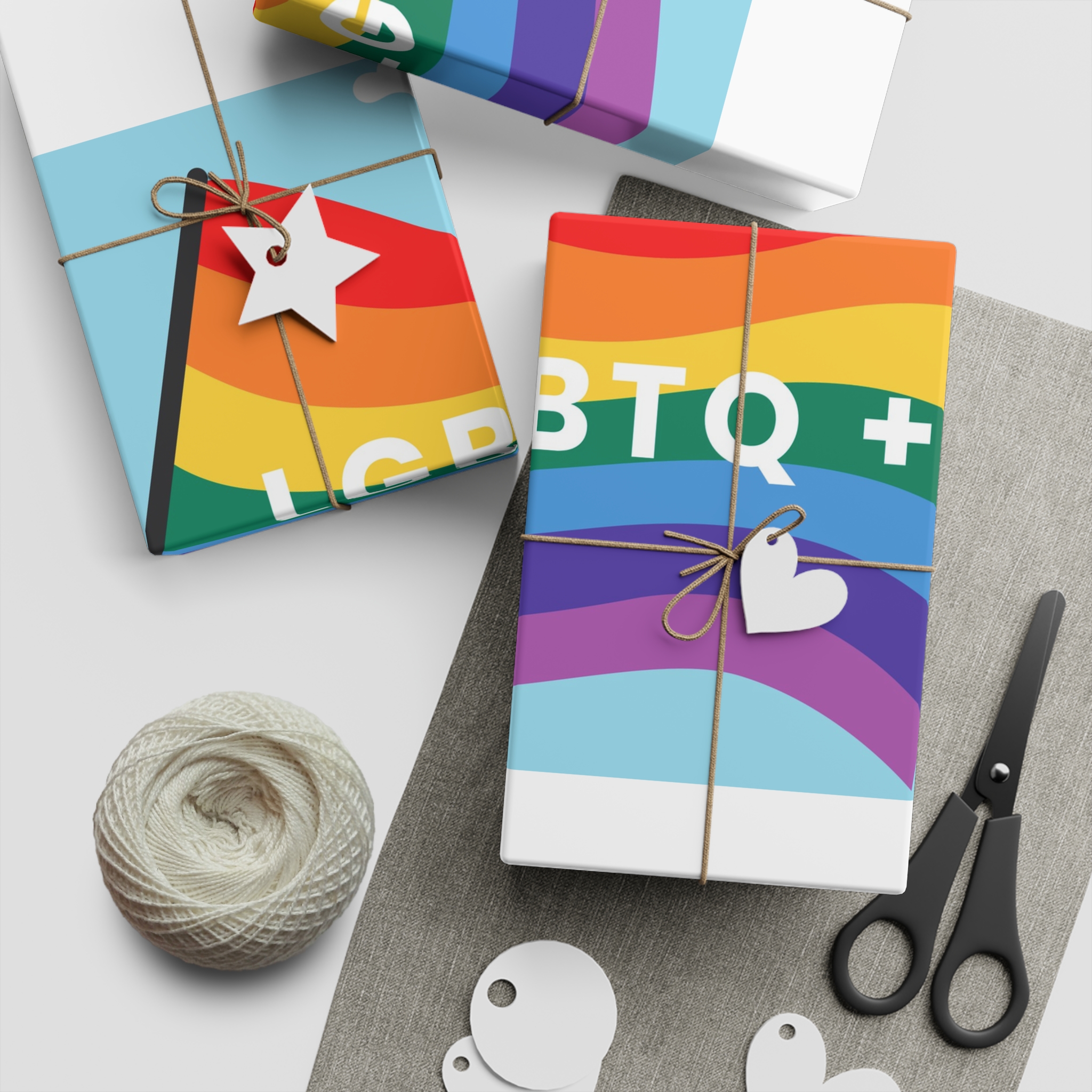 Rainbow Flag Banner Template Lgbtq Rights Gift Wrapping Paper Sheets 1pc - Image 2