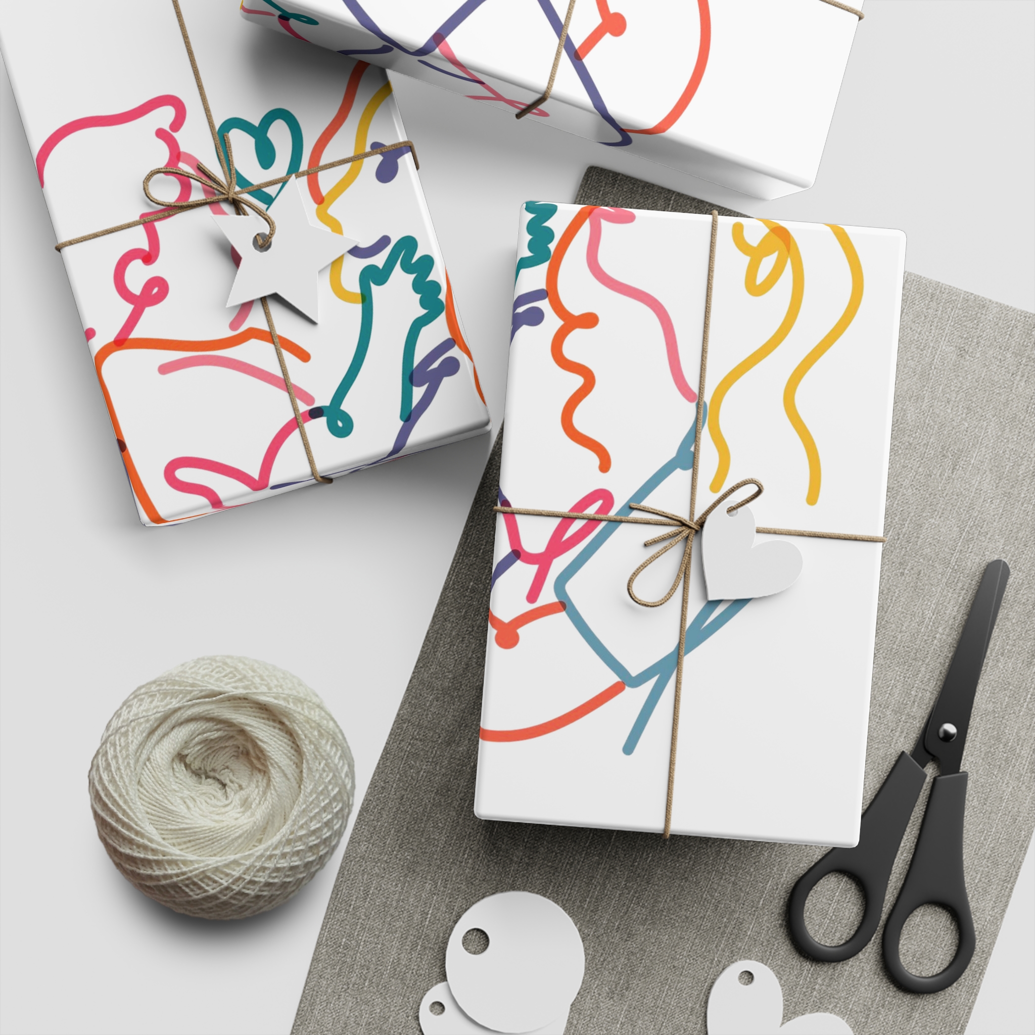 Lesbian Family Clipart Lgbtq Line Portrait Illustration Vector Gift Wrapping Paper Sheets 1pc - Image 2