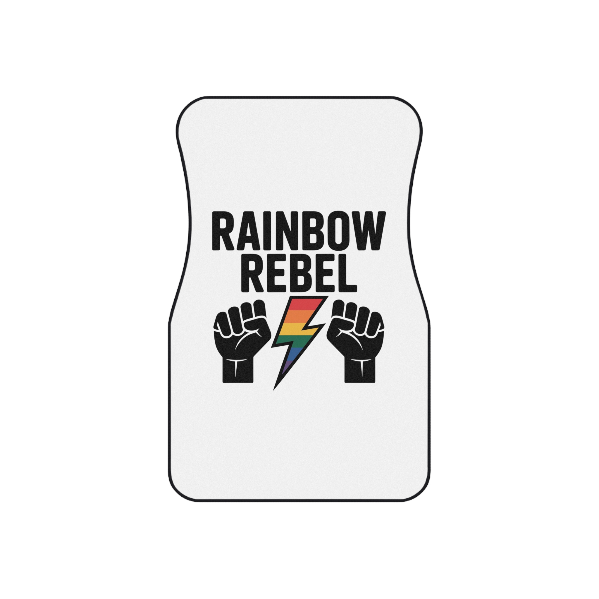 Rainbow Rebel T Shirt Design Isolated White Background 3 Car Mats Set Of 4 - Image 2