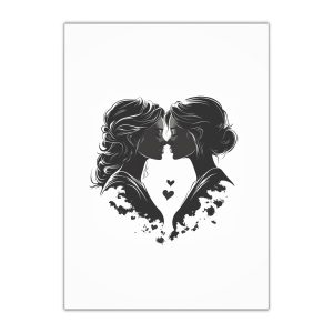Two Women Kiss Lesbian Female Couple Together Lesbian Female Couple Kissing Homosexuality Lgbtq People Human Rights Freedom Vector Illustration Love Relationship Gift Wrapping Paper Sheets 1pc