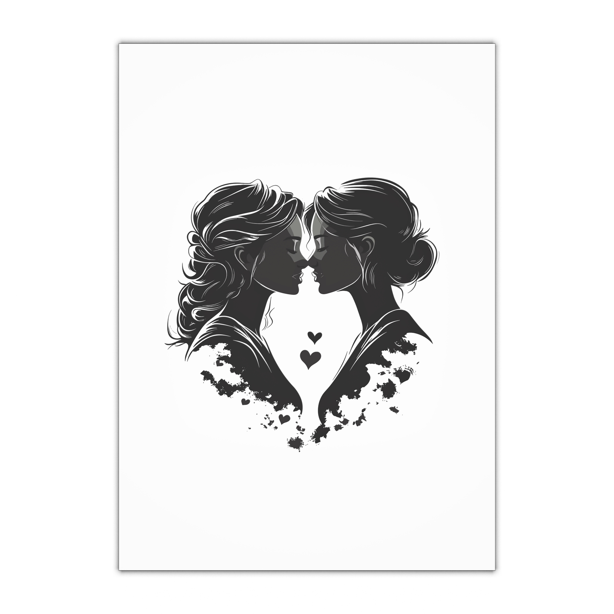 Two Women Kiss Lesbian Female Couple Together Lesbian Female Couple Kissing Homosexuality Lgbtq People Human Rights Freedom Vector Illustration Love Relationship Gift Wrapping Paper Sheets 1pc