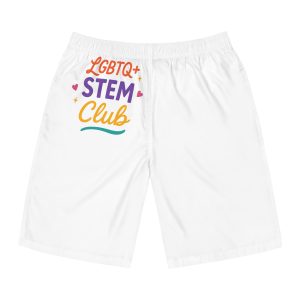 Vibrant Lgbtq Stem Club Logo Vector Illustration Featuring Bright Colors Playful Design Element Mens Board Shorts Aop