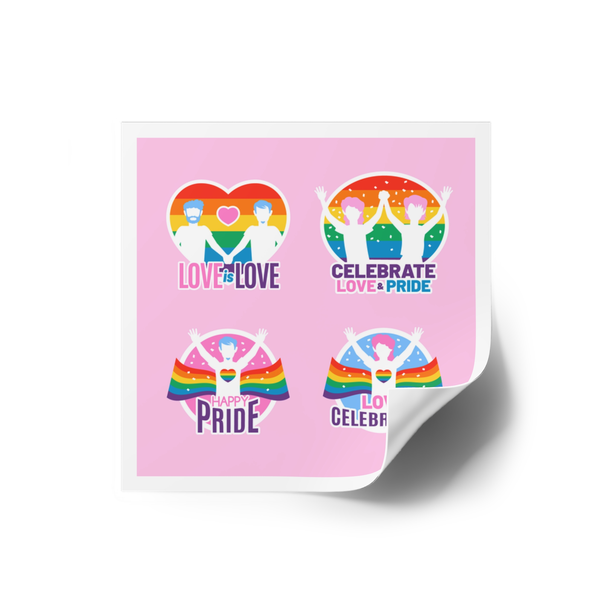 Pride Day Neon Badges Laminate Stickers Square - Image 14