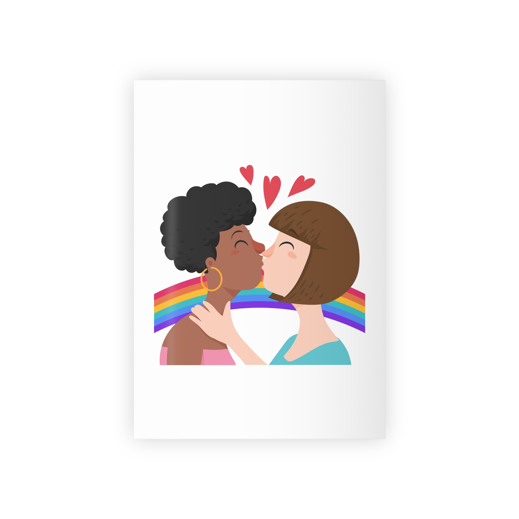Flat Design Lesbian Kiss Illustrated Gift Wrapping Paper Rolls 1pc