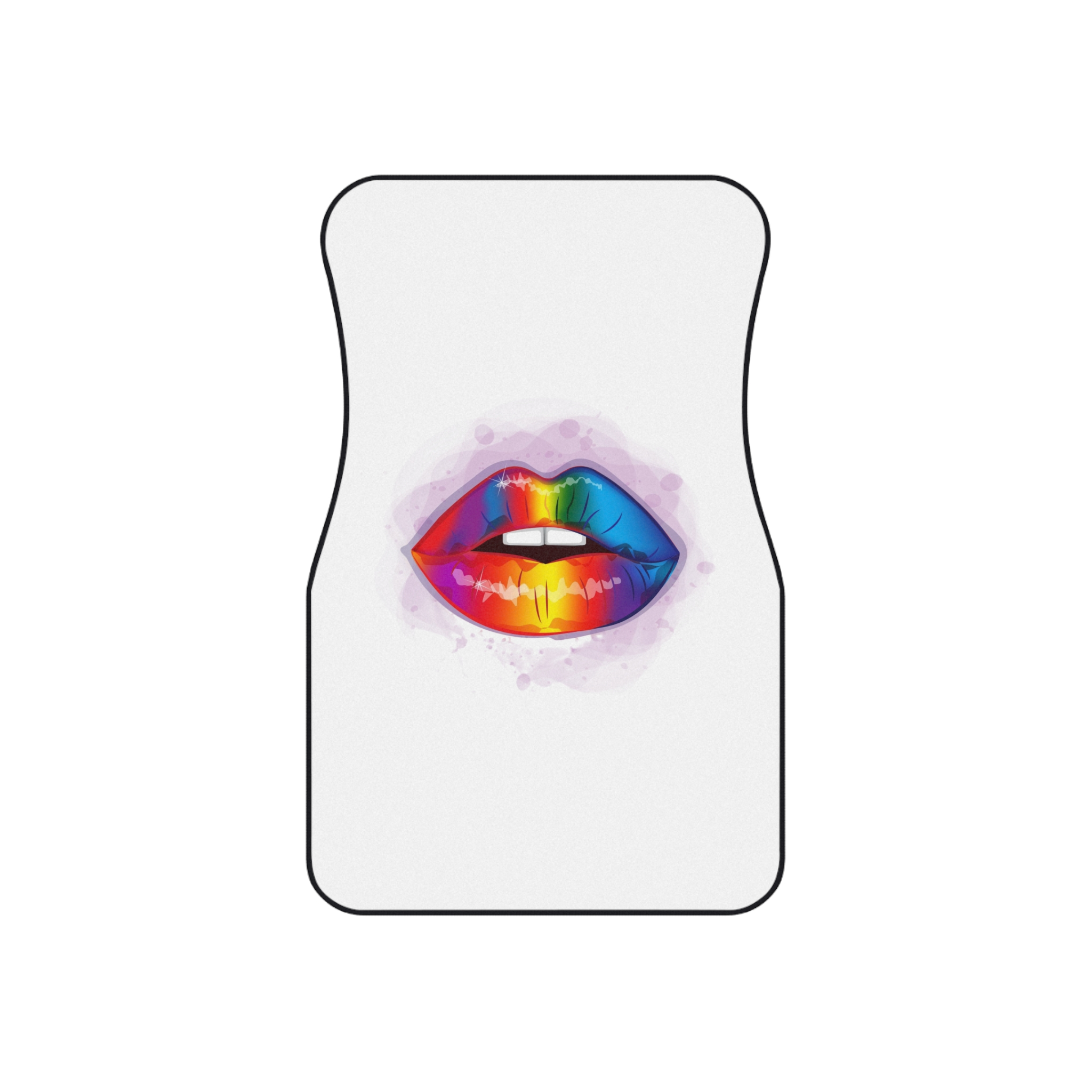 Rainbow Lips Lgbt Beautiful Fashionable Realistic Realistic Watercolor Style Print Vector Car Mats Set Of 4 - Image 2