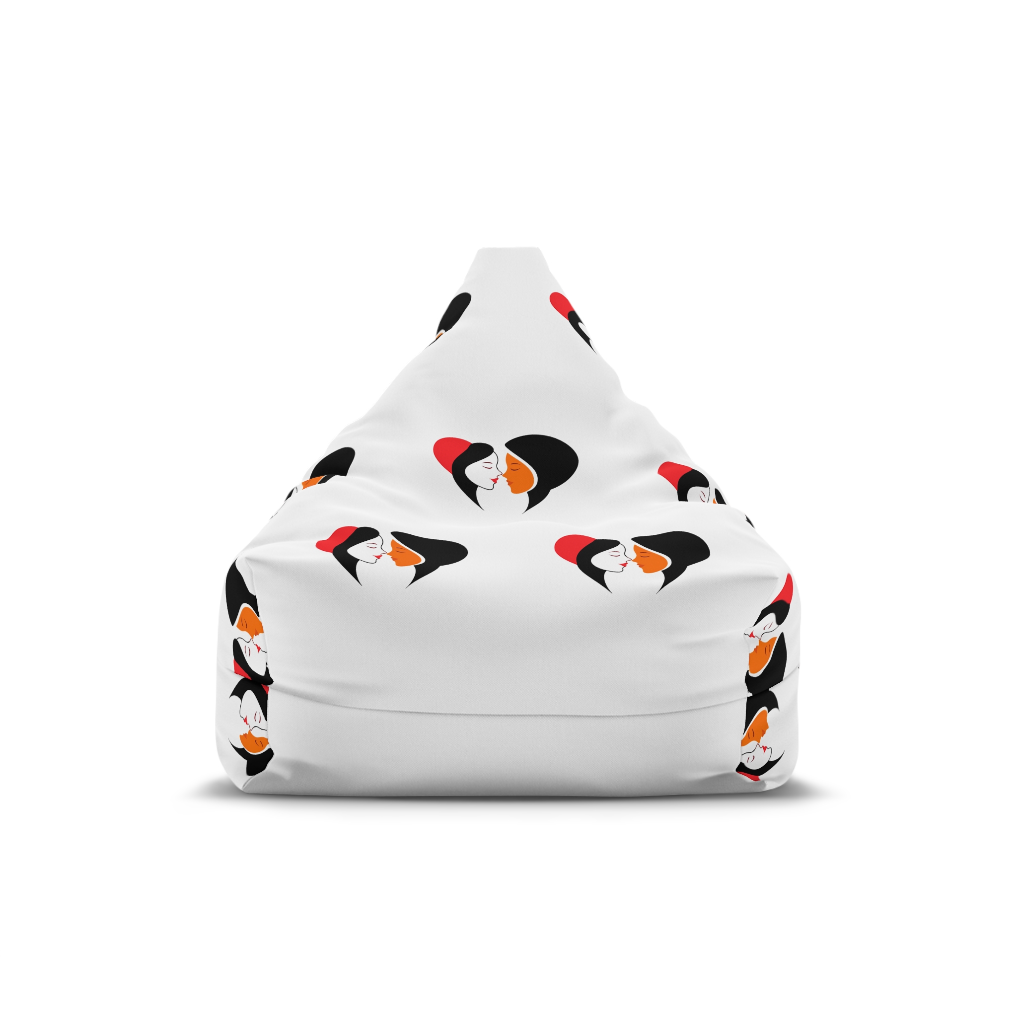 Celebrating Love Interracial Couple Heart Design Bean Bag Chair Cover