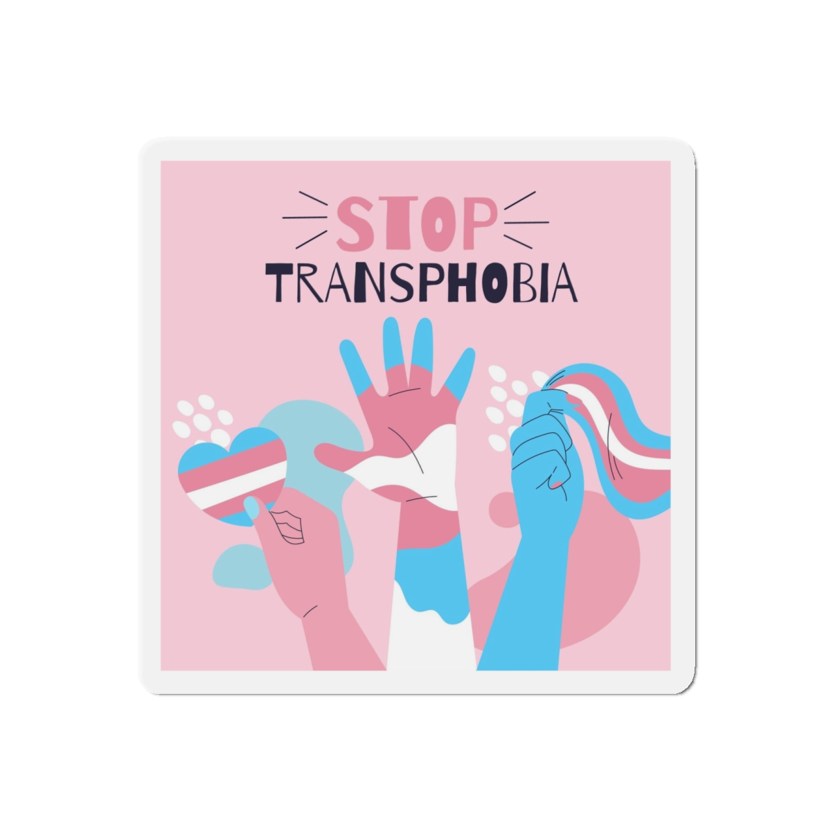 Hand Drawn Flat Design Stop Transphobia Concept Die Cut Magnets - Image 7