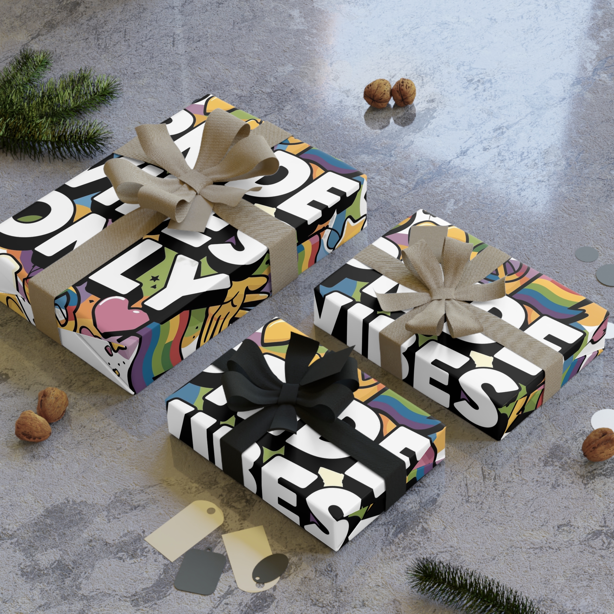 Pride Vibes Only T Shirt Design Isolated White Background Gift Wrapping Paper Rolls 1pc - Image 4