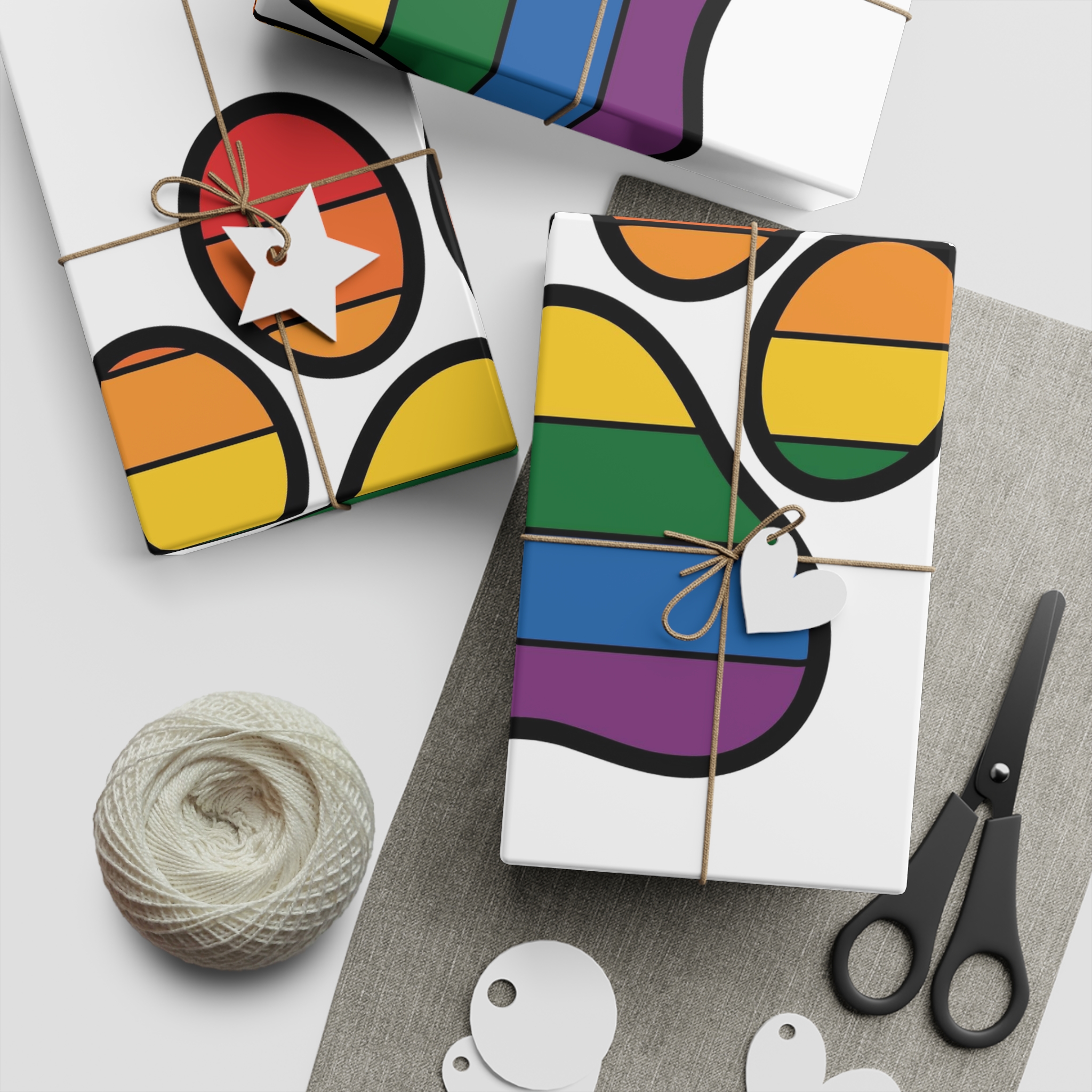 Rainbow Paw Print Symbol Pride Diversity Gift Wrapping Paper Sheets 1pc - Image 2