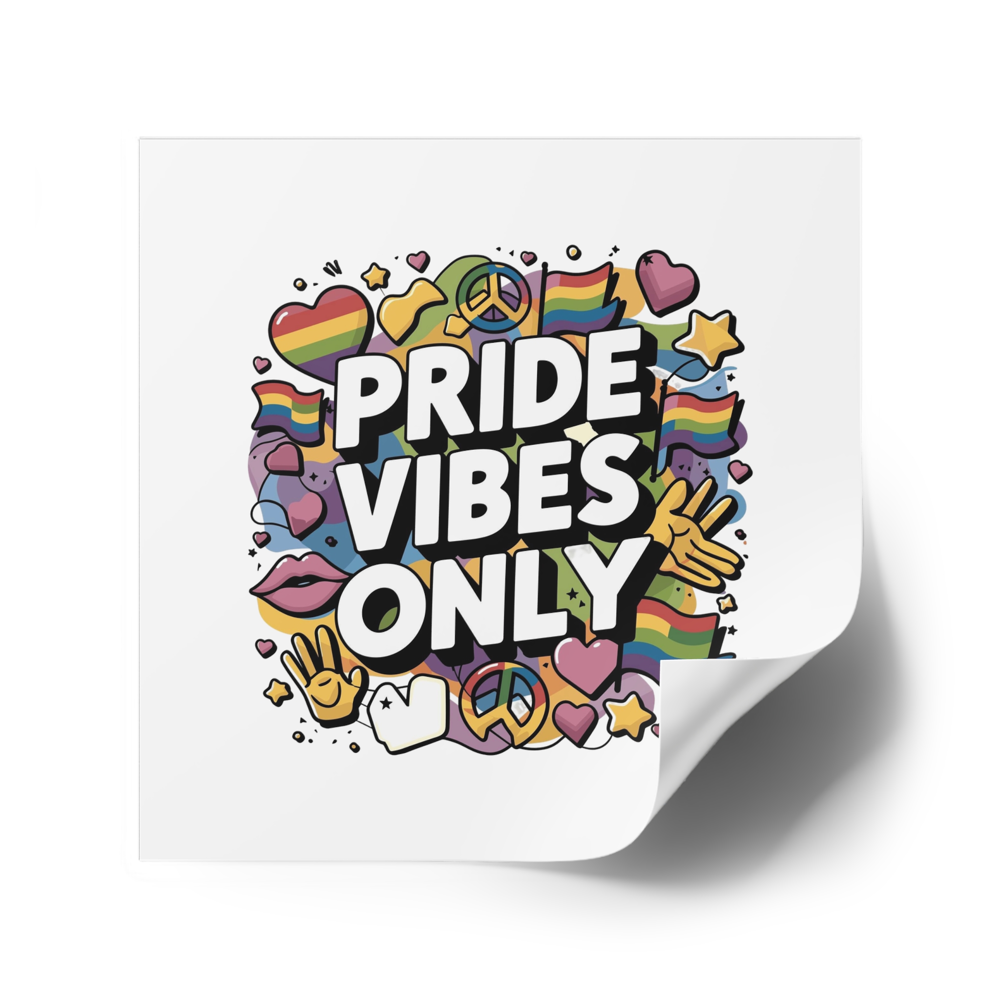 Pride Vibes Only T Shirt Design Isolated White Background Laminate Stickers Square - Image 46