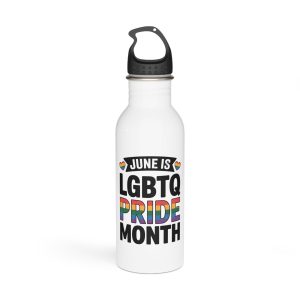 June Is Lgbtq Pride Month Colorful Text Stainless Steel Water Bottle