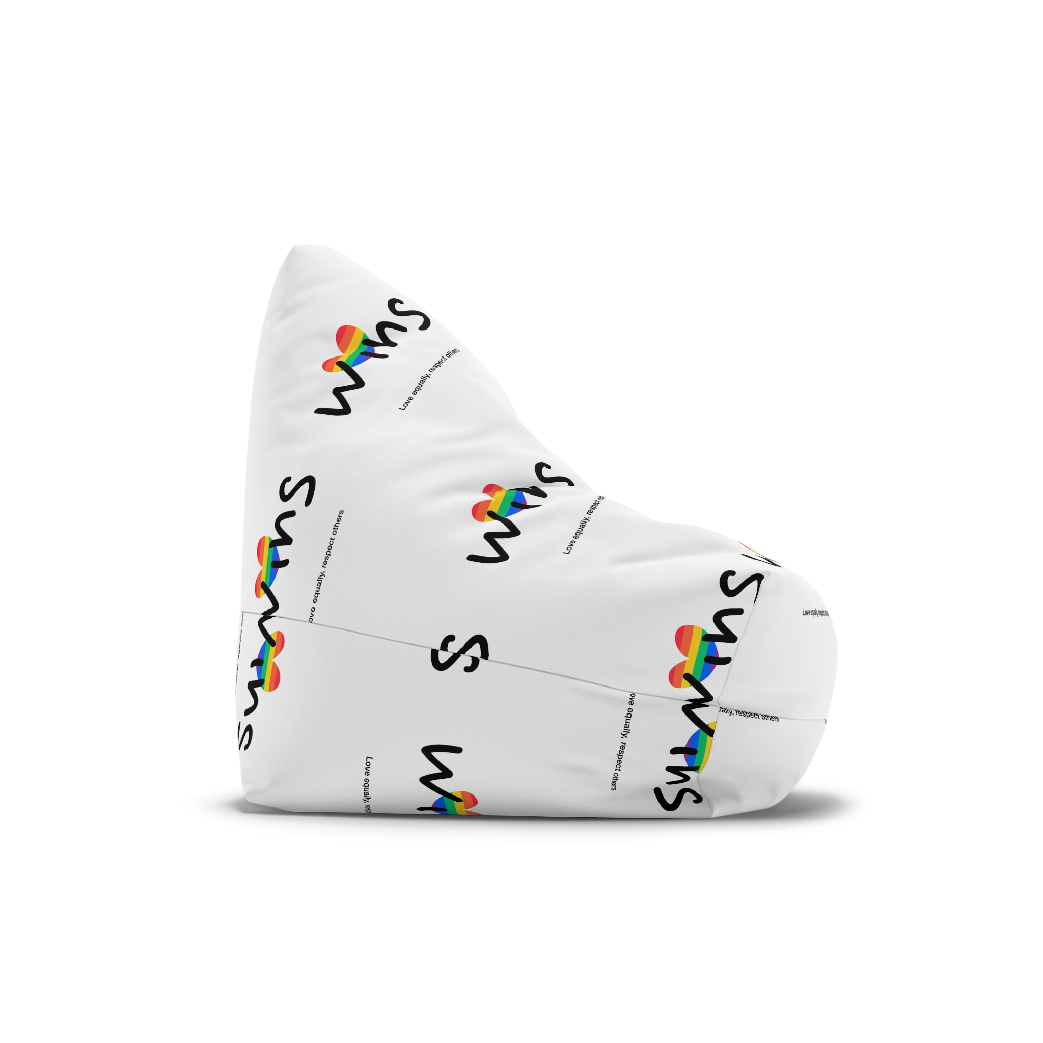 Love Letter Pride Rainbow Lettering Text Writing Pattern Freedom Love Heart Homo Colors Flag Parade (2) Bean Bag Chair Cover - Image 3