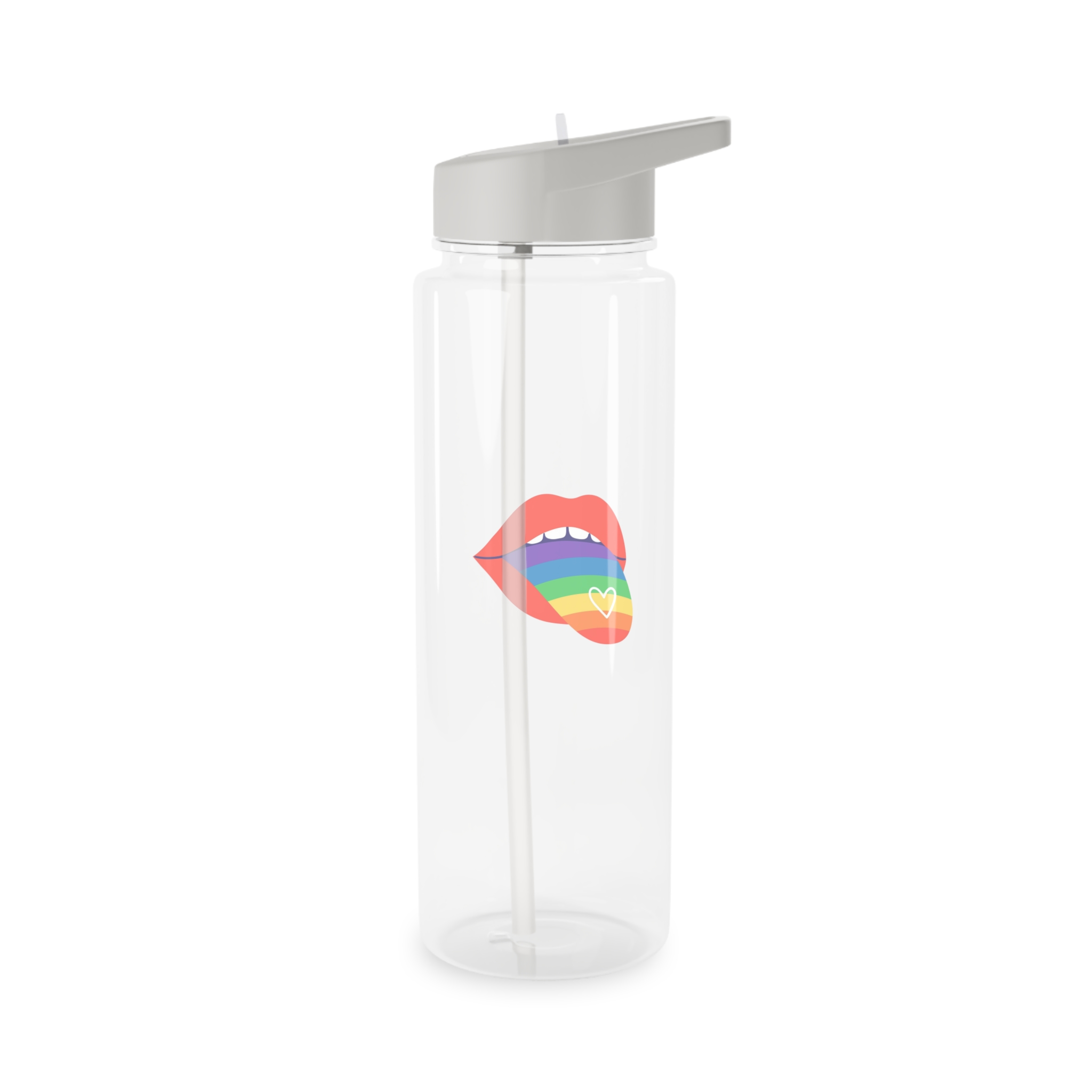Open Red Lips With Rainbow Tongue Hand Drawn Vector Illustration Tritan Water Bottle - Image 6