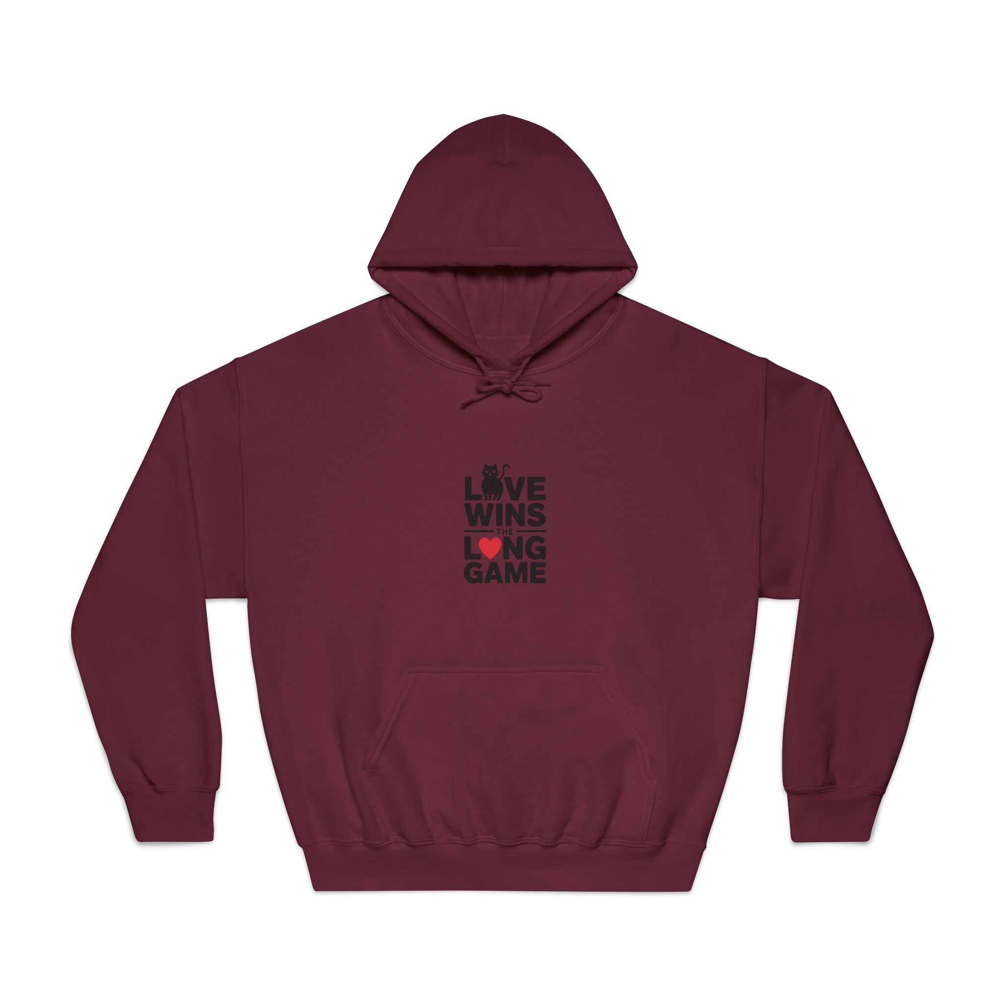 Love Wins Long Game With Black Cat Heart Illustration Unisex Dryblend Hooded Sweatshirt - Image 17