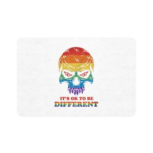 Skull Pride Rainbow Vintage Vector Premium T Shirt Pet Food Mat 12x18