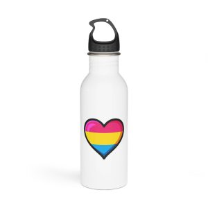 Pansexual Pride Flag Heart Shape Vector Illustration Stainless Steel Water Bottle