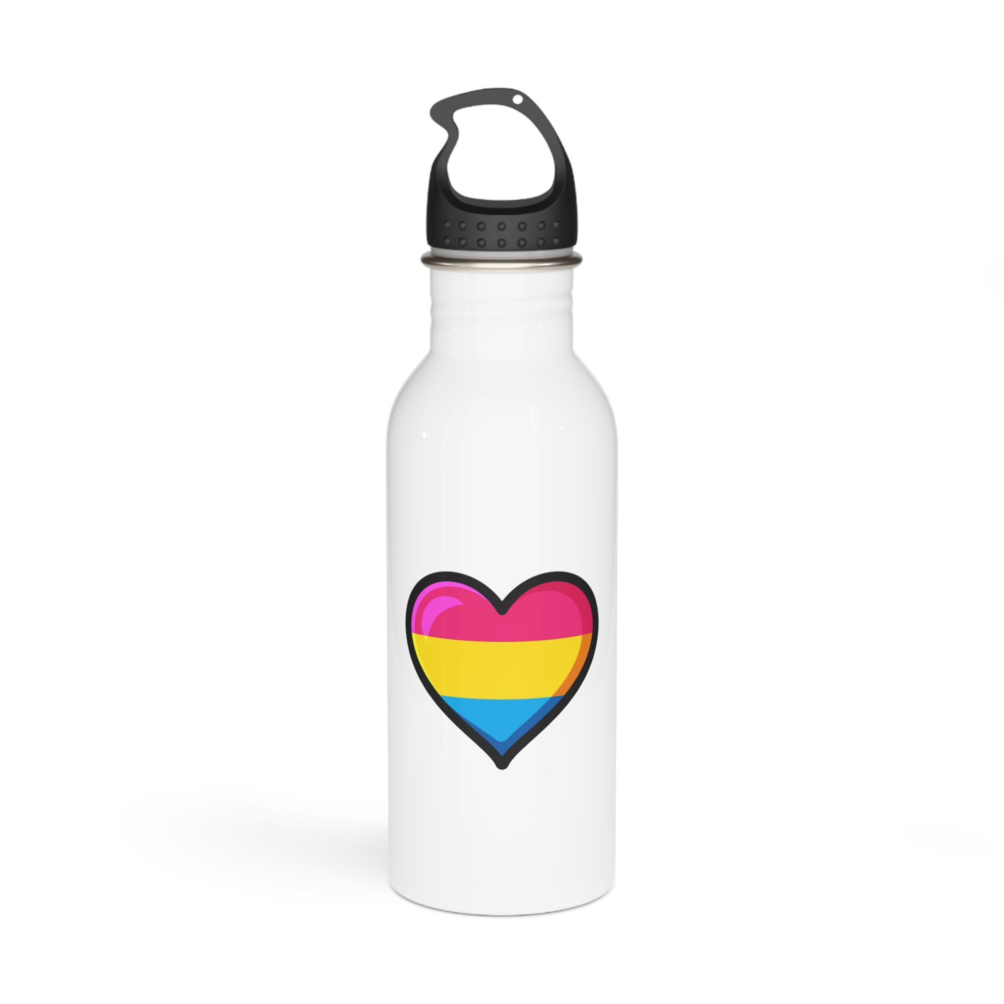Pansexual Pride Flag Heart Shape Vector Illustration Stainless Steel Water Bottle